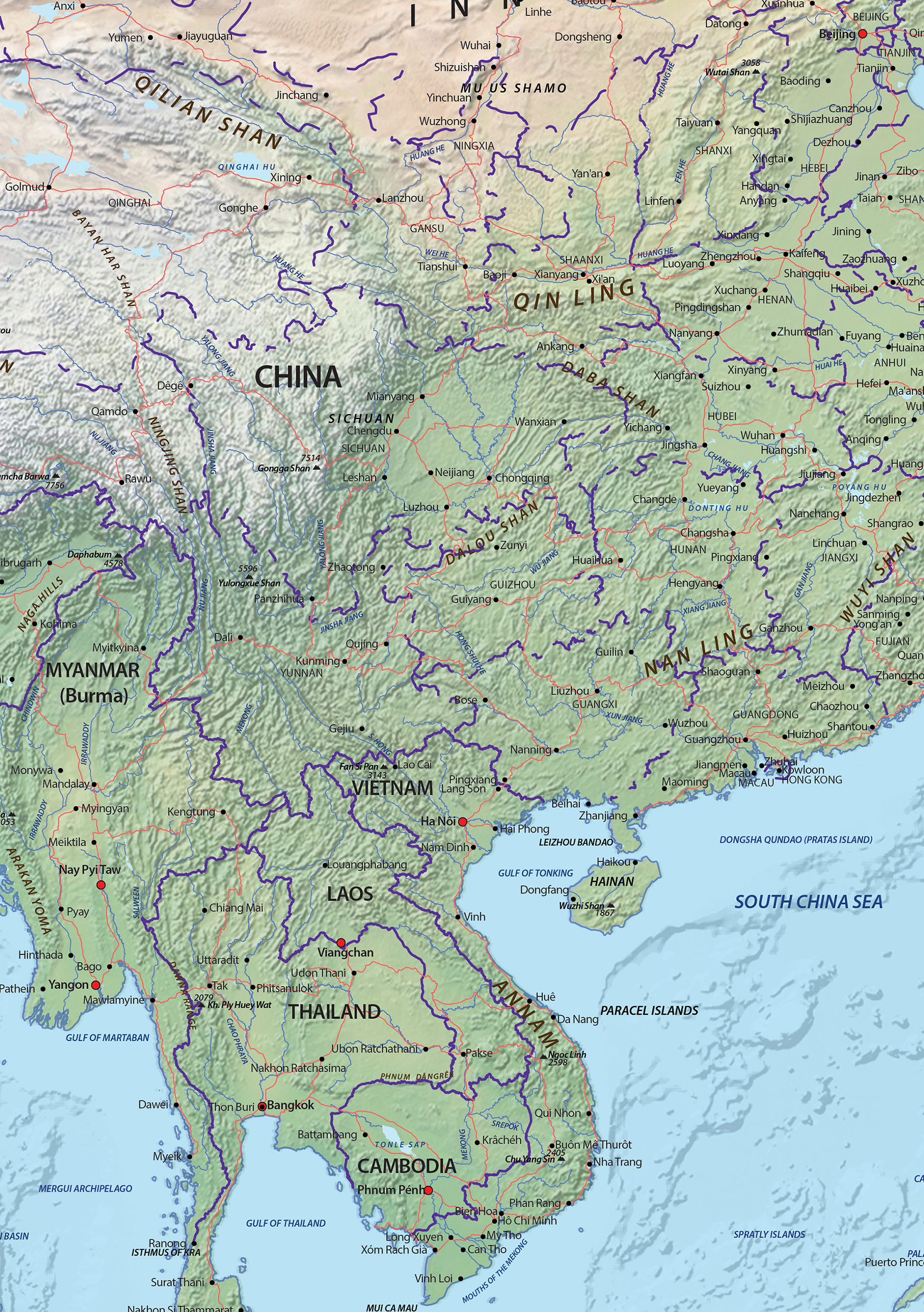 Digital Map Asia Physical 637 The World Of