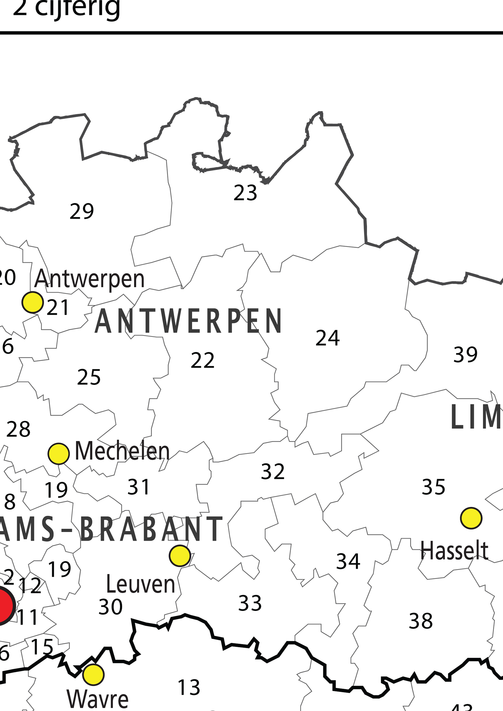 Digital 2 Digit Zip Code Map Belgium 647 The World Of