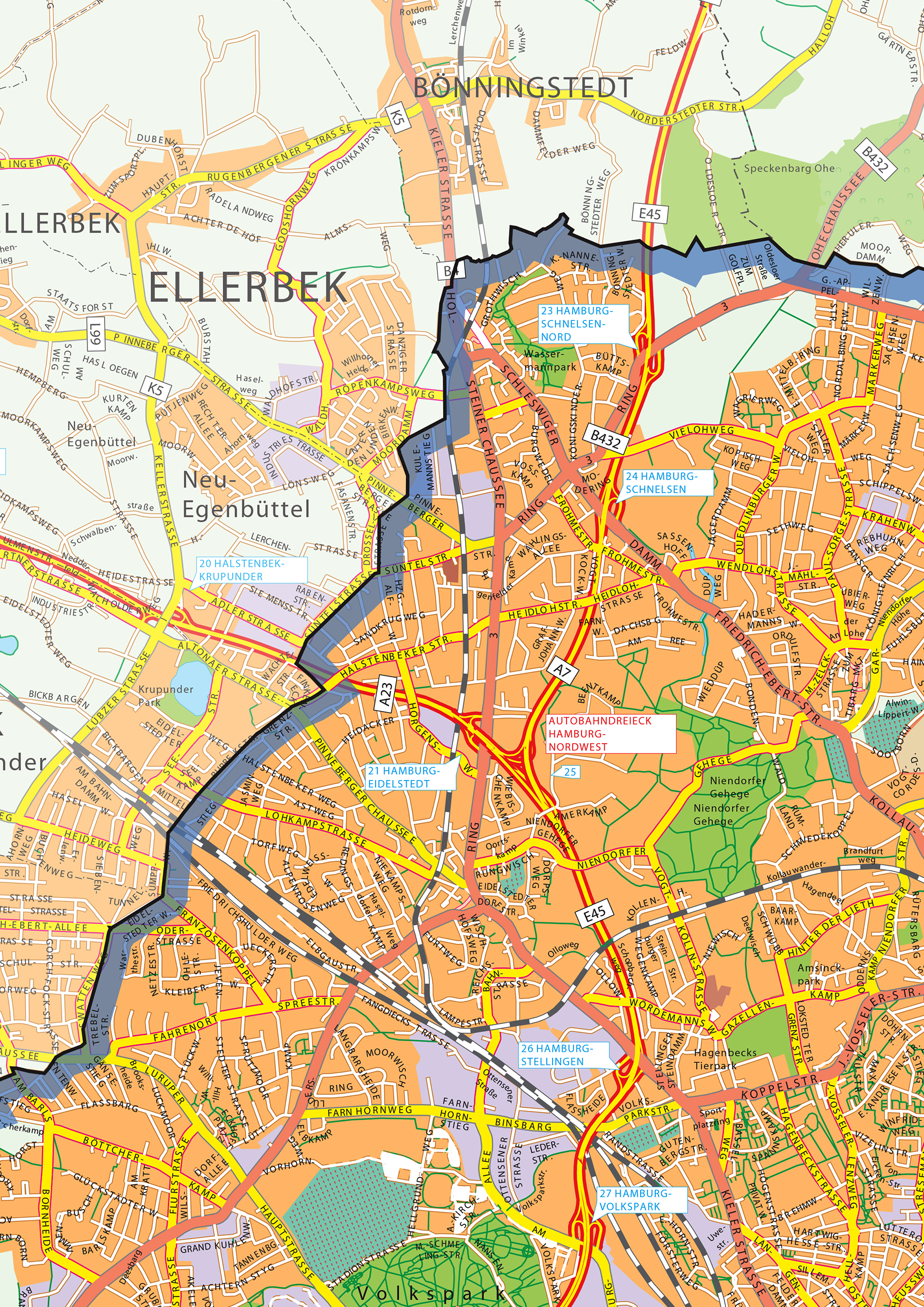 Digital City Map Hamburg 525 | The World of Maps.com