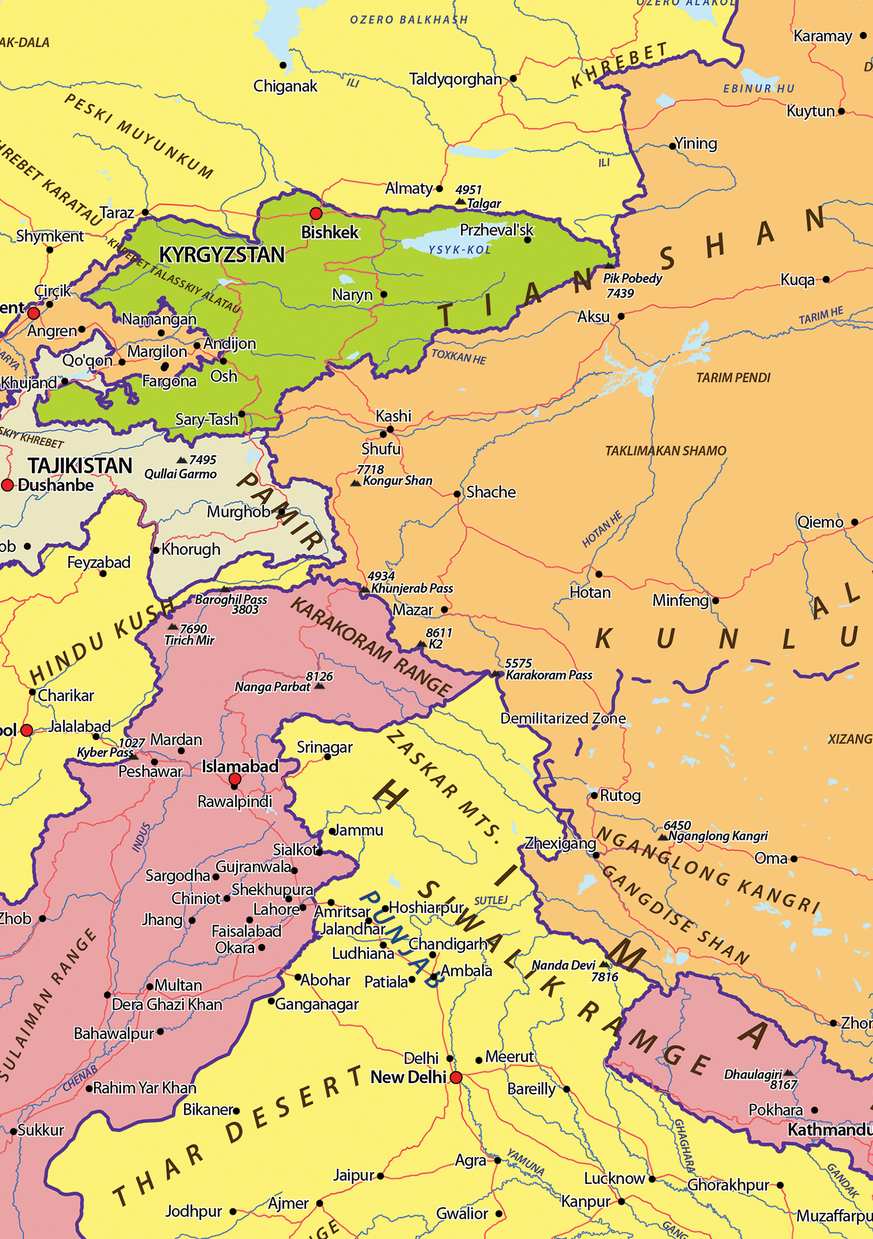 Digital Political Map Central Asia 642 | The World of Maps.com