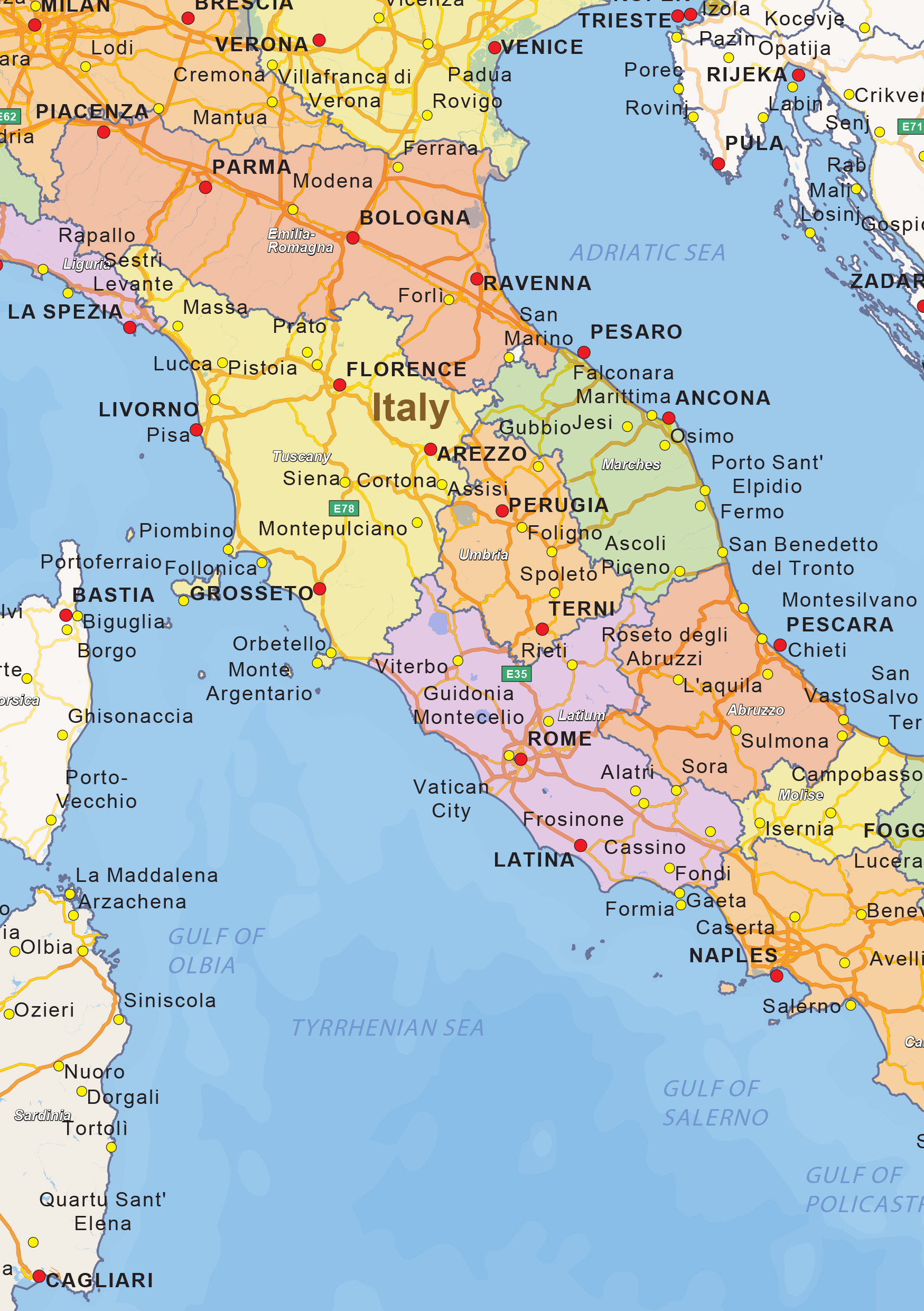 Digital Political Map Of Italy 1444