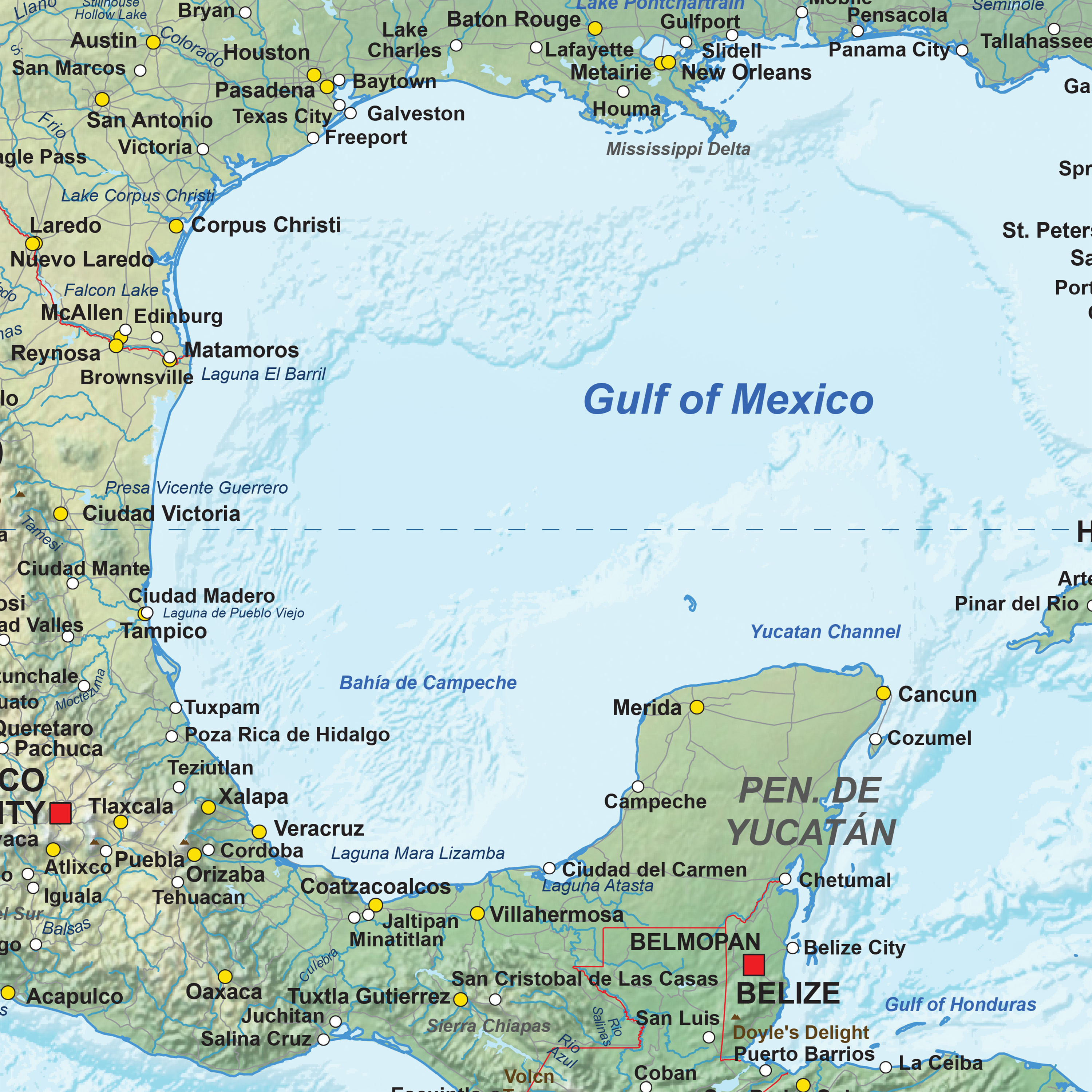 Digital Map Central America Physical 1308 The World of
