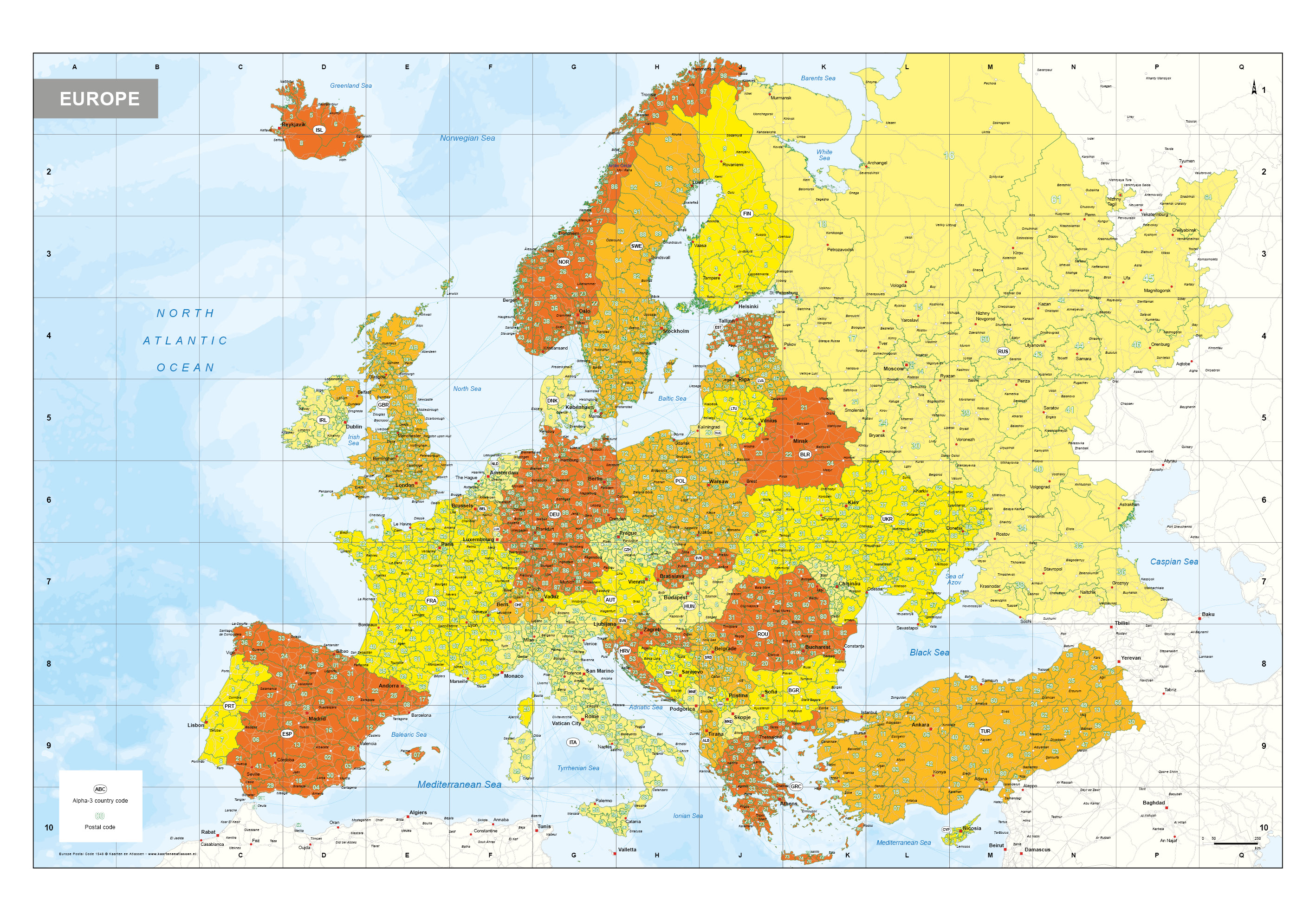 Digital Postcode Map Europe 1548 The World Of Maps Com