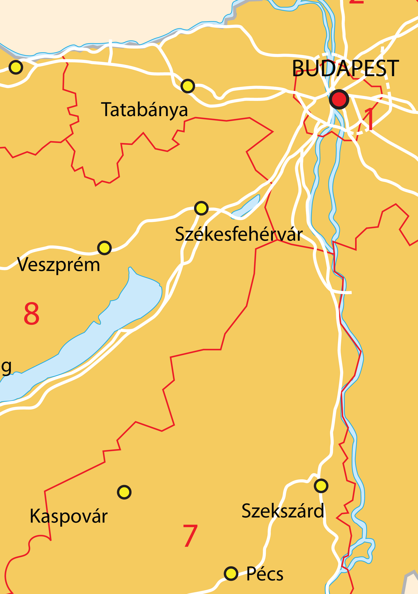 Digital postcode map Hungary 1digit 83 The World of