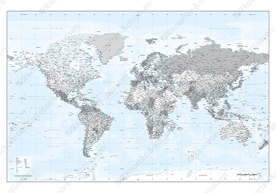 DIGITAL WORLD MAP XXL SILVER WITH RELIEF 