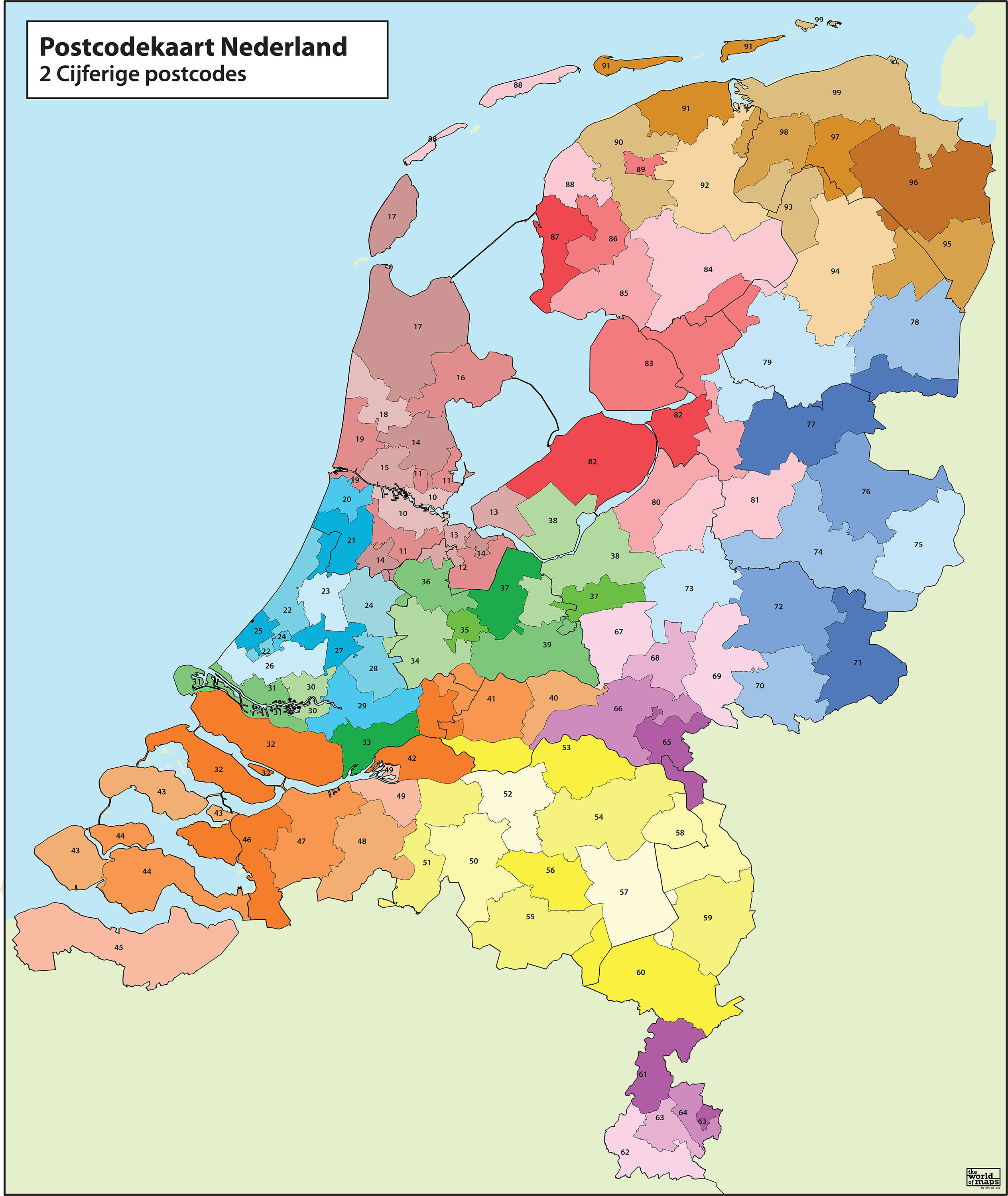 Digital Postcode Map The Netherlands 526 The World Of