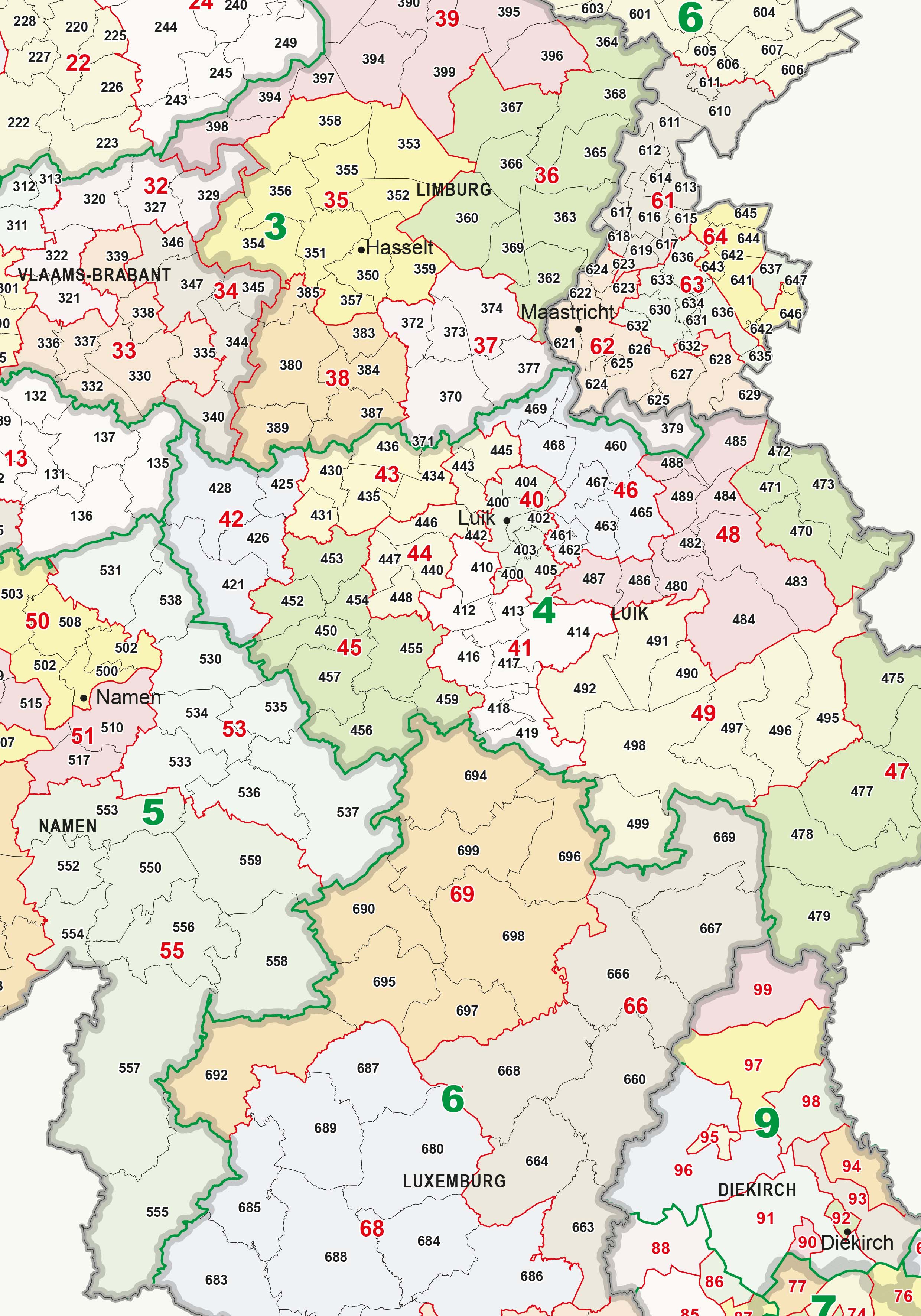 Digital Postcode Map Benelux 1-2-3 digit 1390 | The World of Maps.com