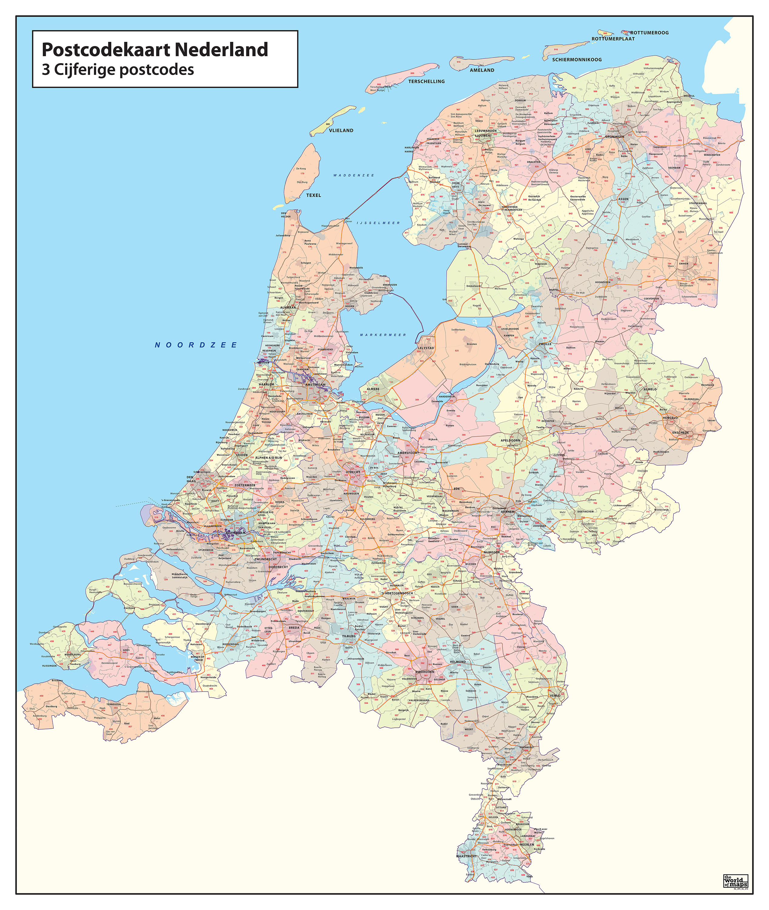 Digital 3digit Postcode Map of The Netherlands 273 The World of