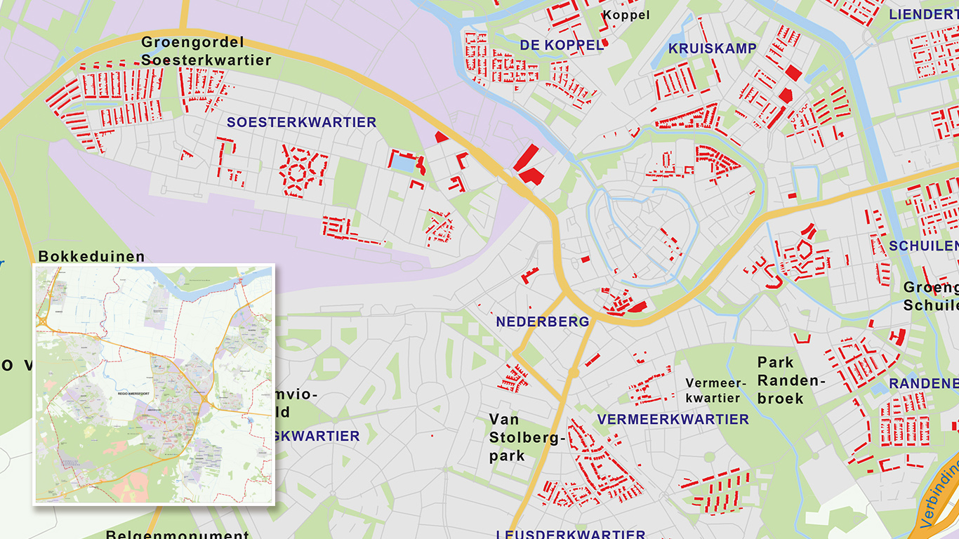 Map depicting real estate in the Netherlands