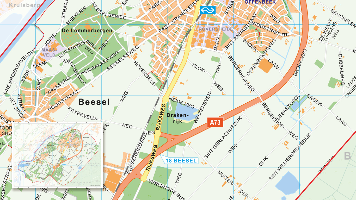 Municipal map of Reuver, the Netherlands