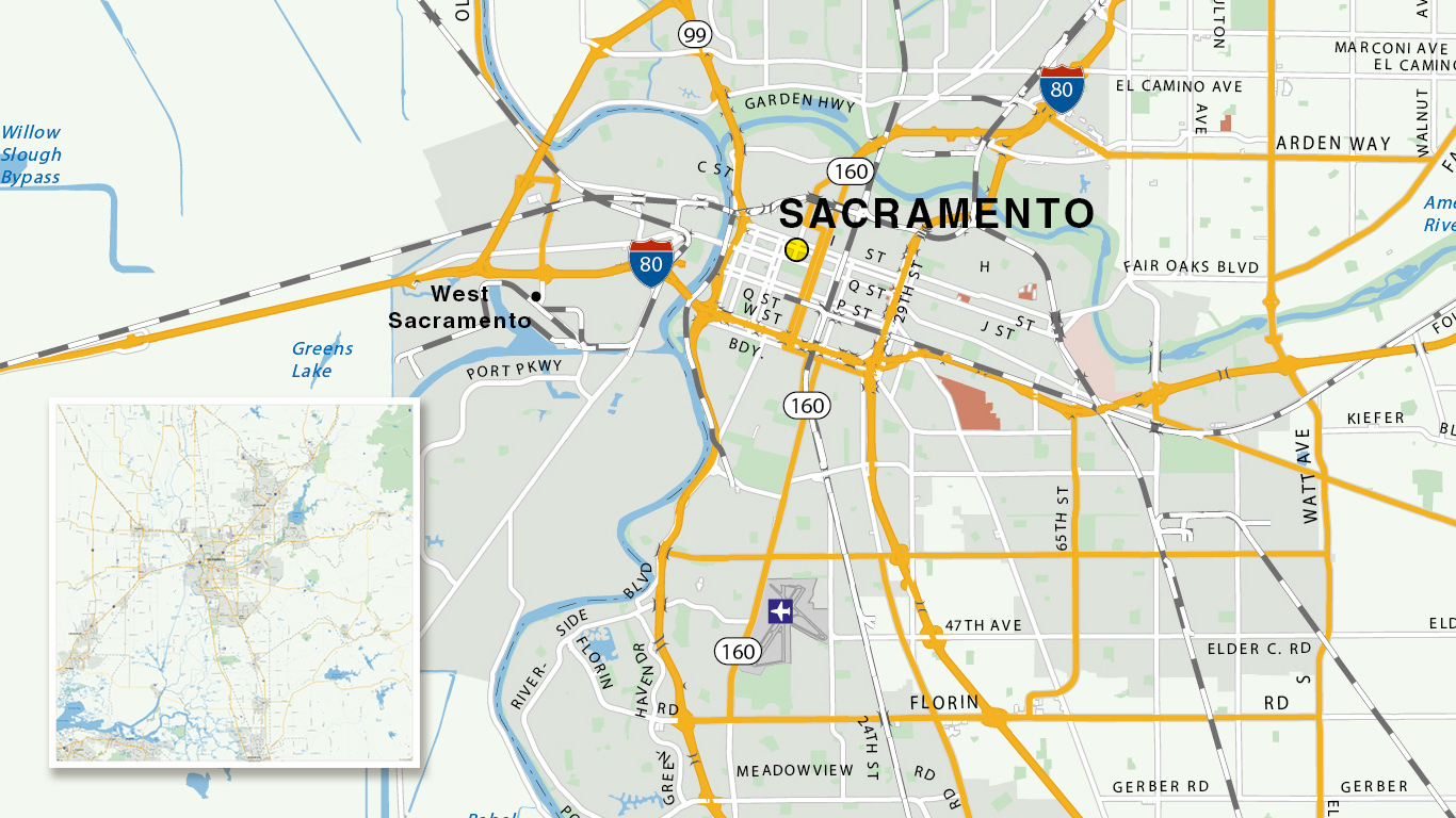City map of Sacramento, U.S.A