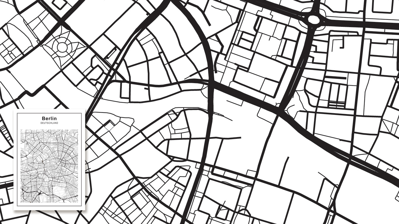 Minimalistic street plan of the city of Amsterdam