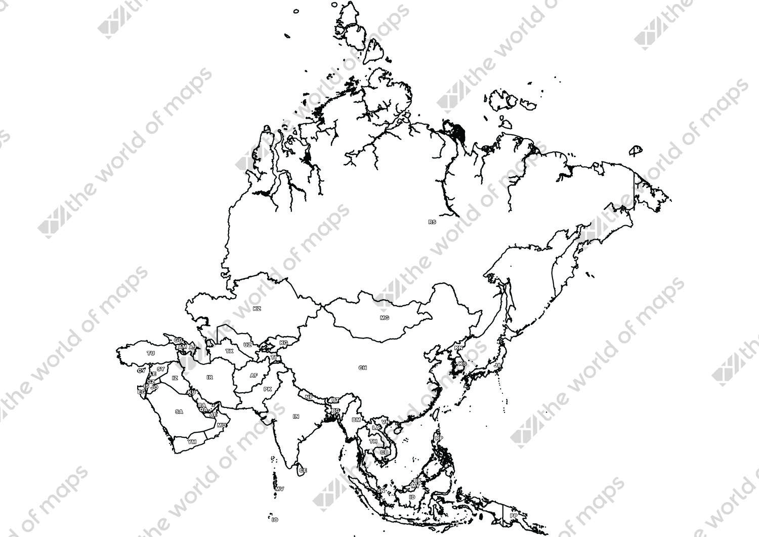 Digital map of Asia (free) 