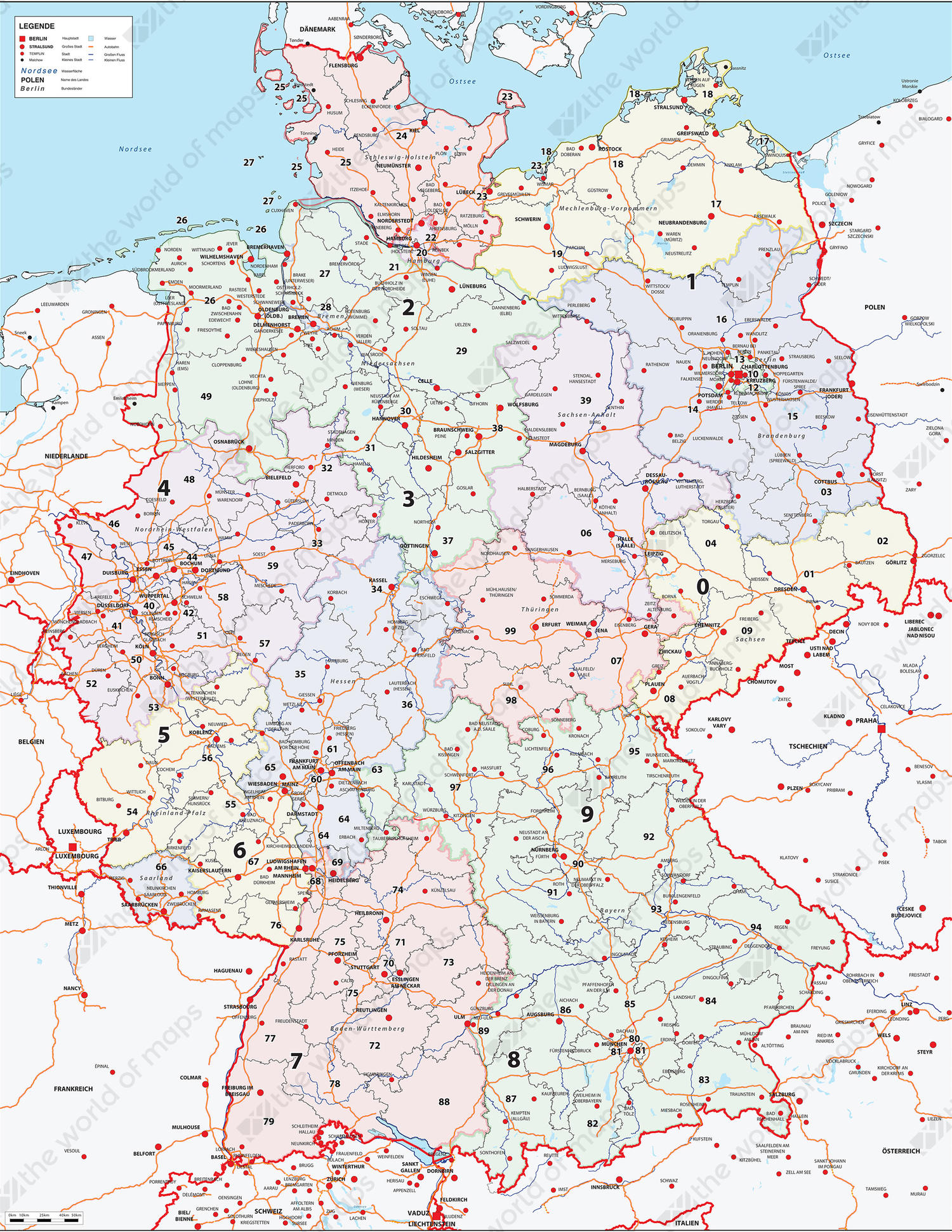 Digital ZIP code map Germany