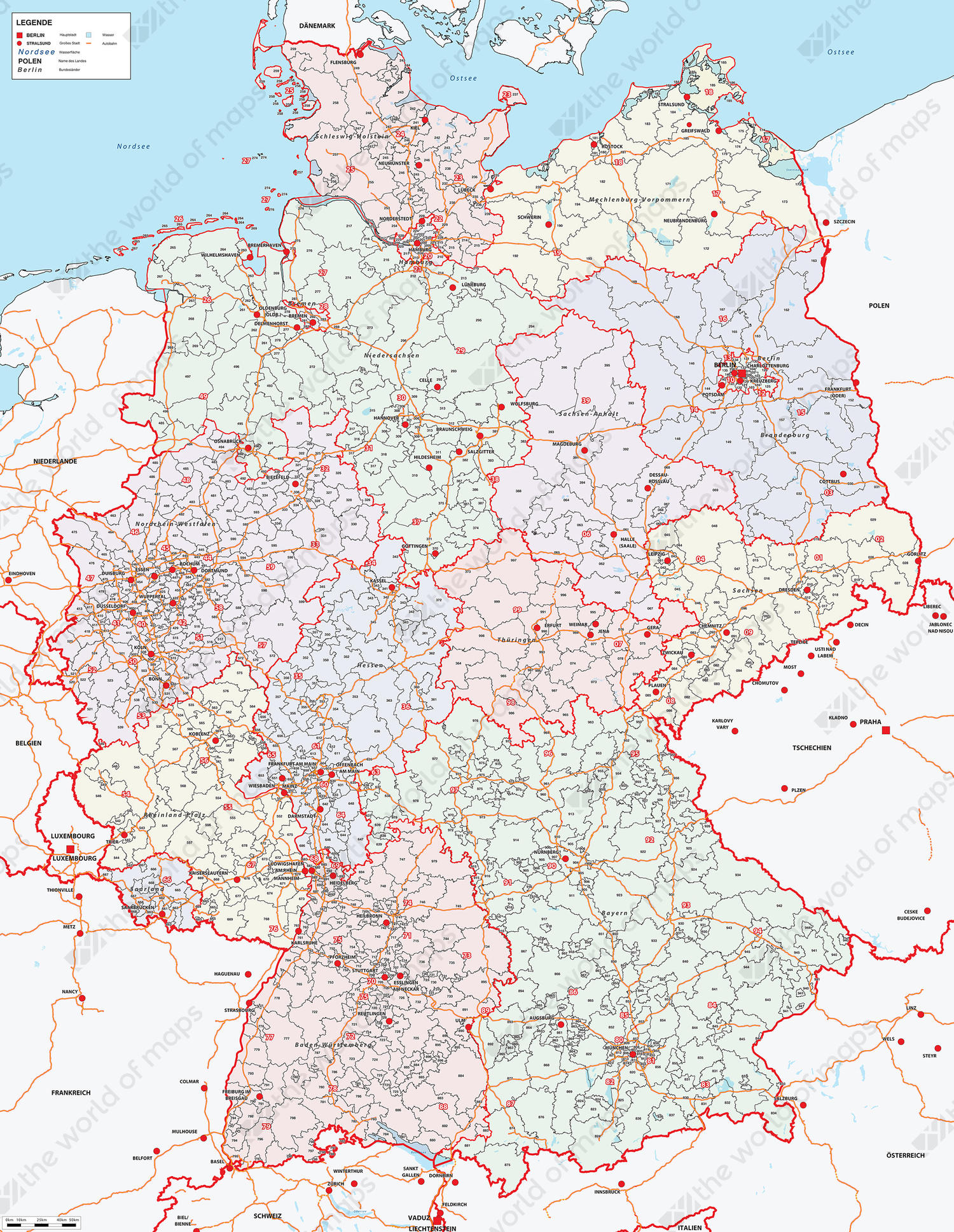 Digital ZIP code map Germany