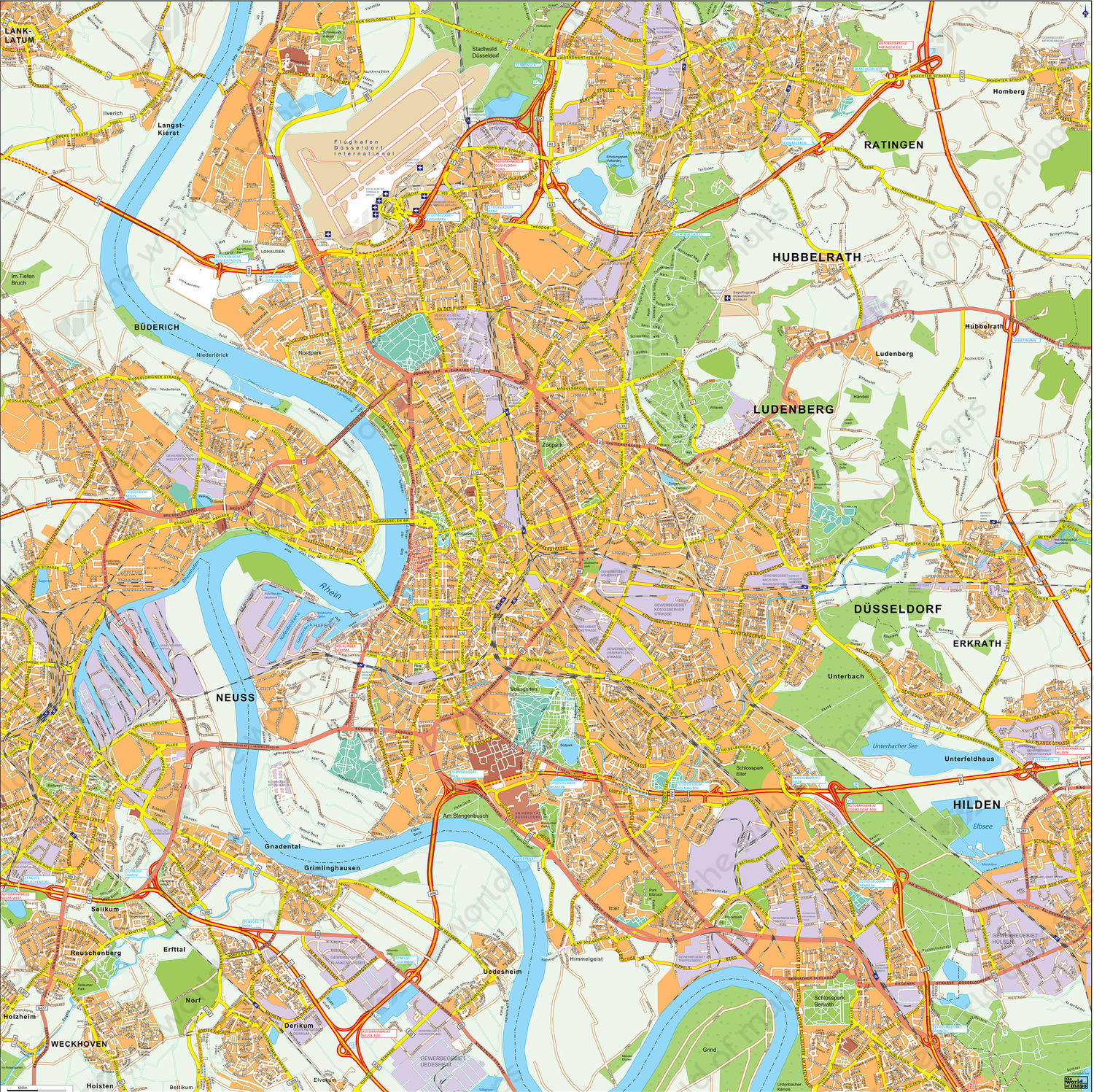 Dusseldorf Tourism City Map