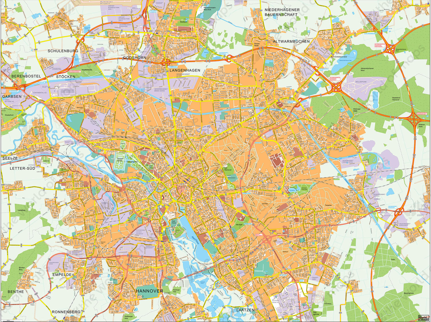 Digital City Map Hannover 142 | The World of Maps.com