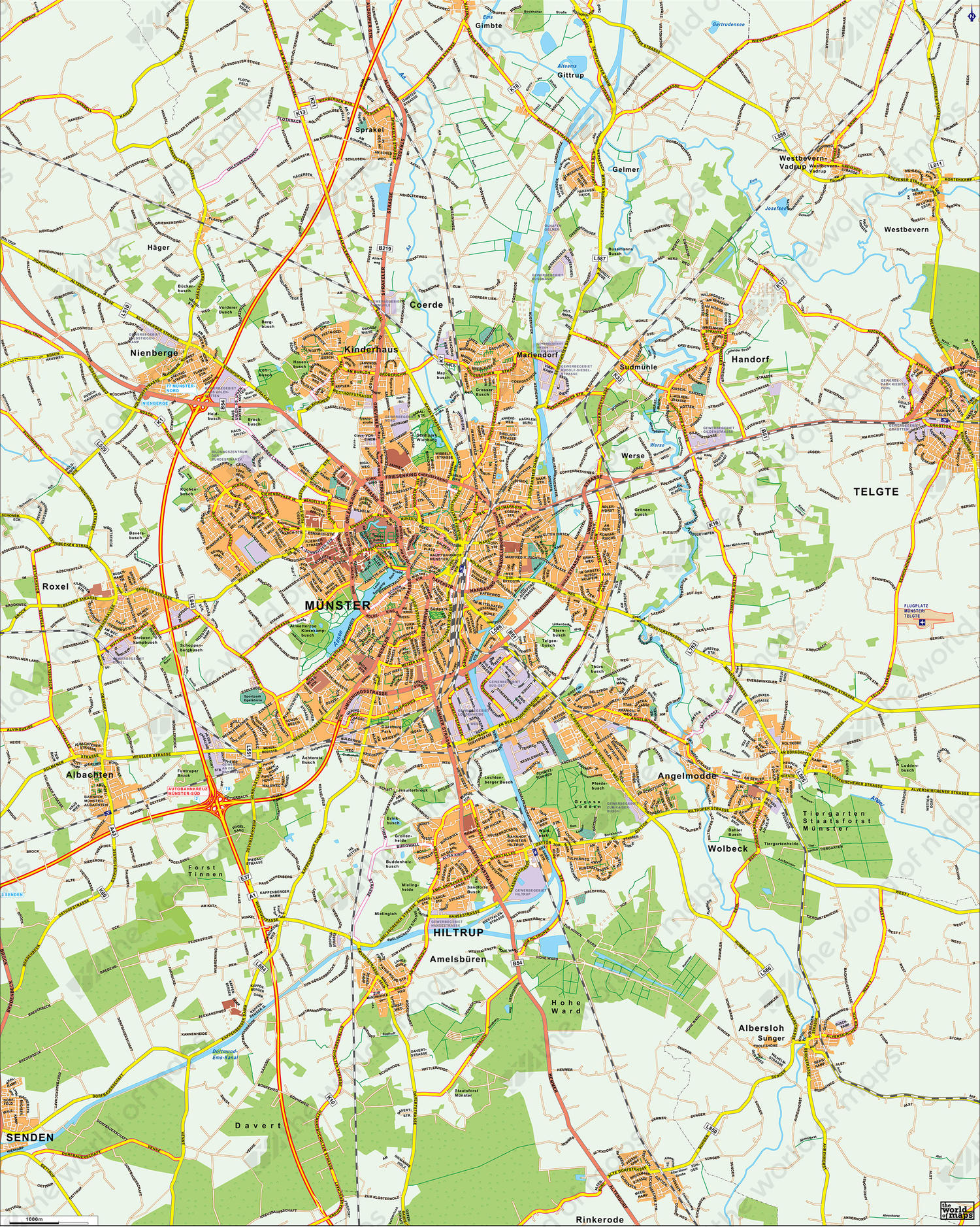Digital City Map Münster 178 | The World of Maps.com