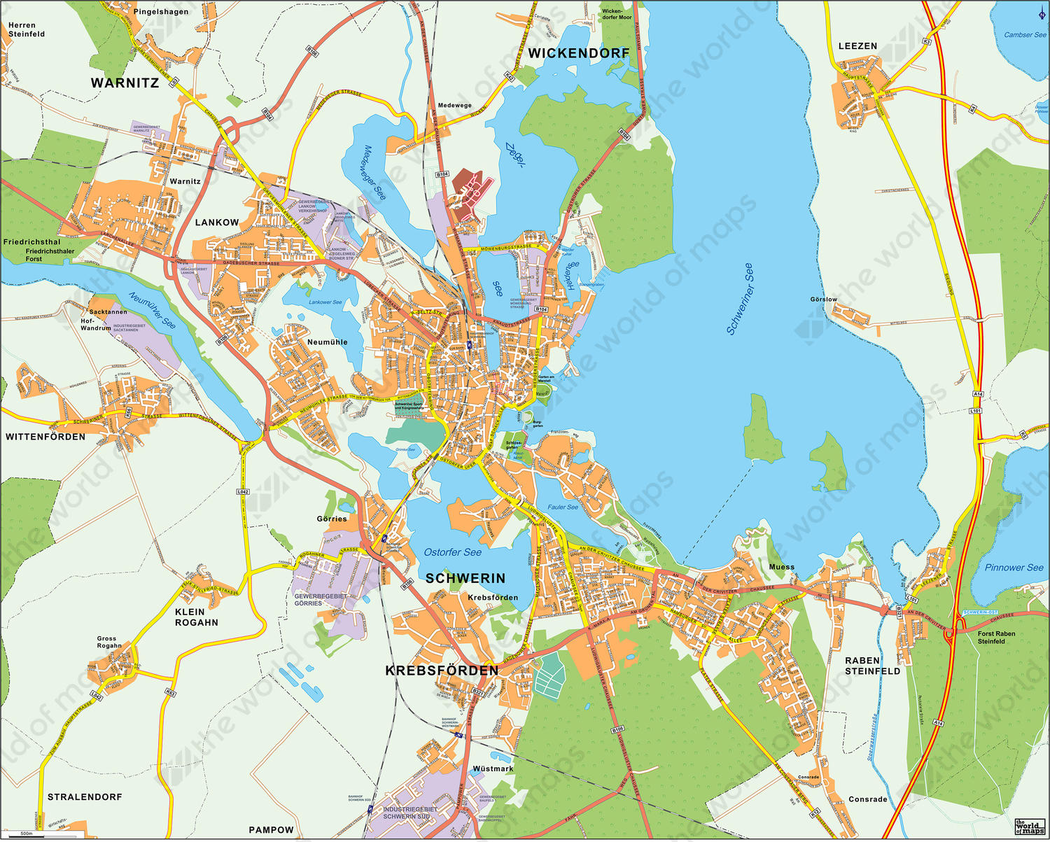 Digital city map Schwerin