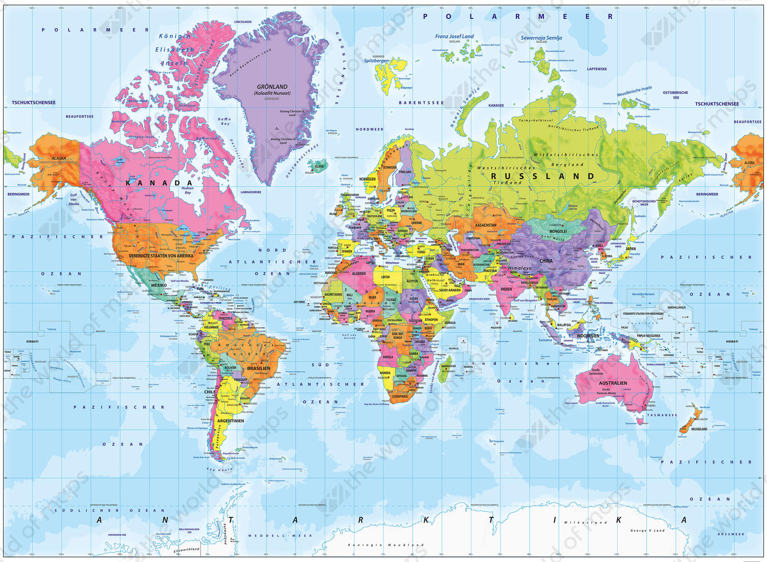Digital World Map Political In German 1318 The World Of Maps Com Digital World Map Political In German 1318 The World Of Maps Com