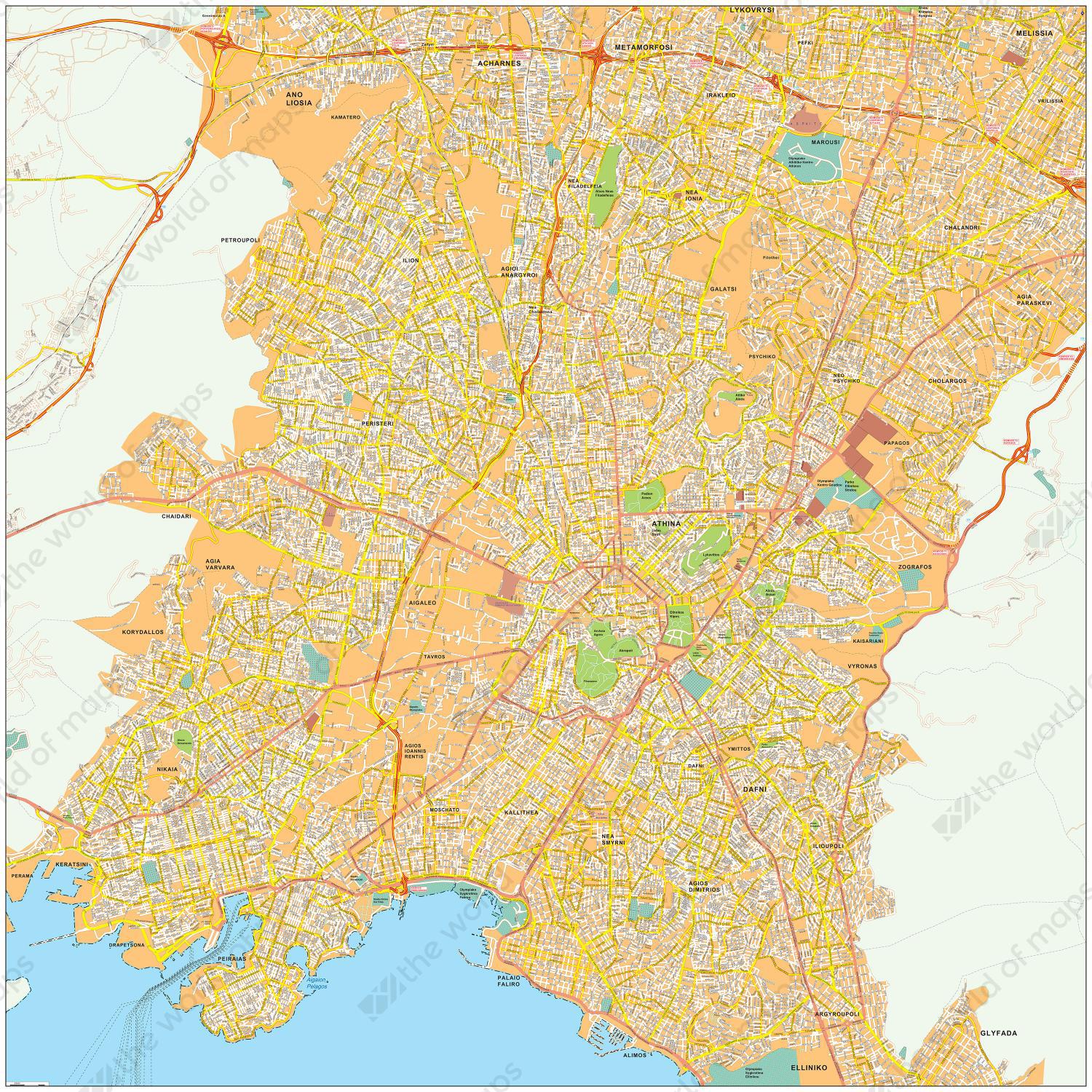 Digital map Athens