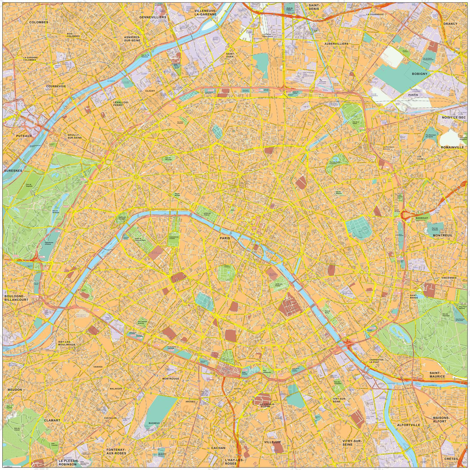 Digital map Paris Digital map Paris