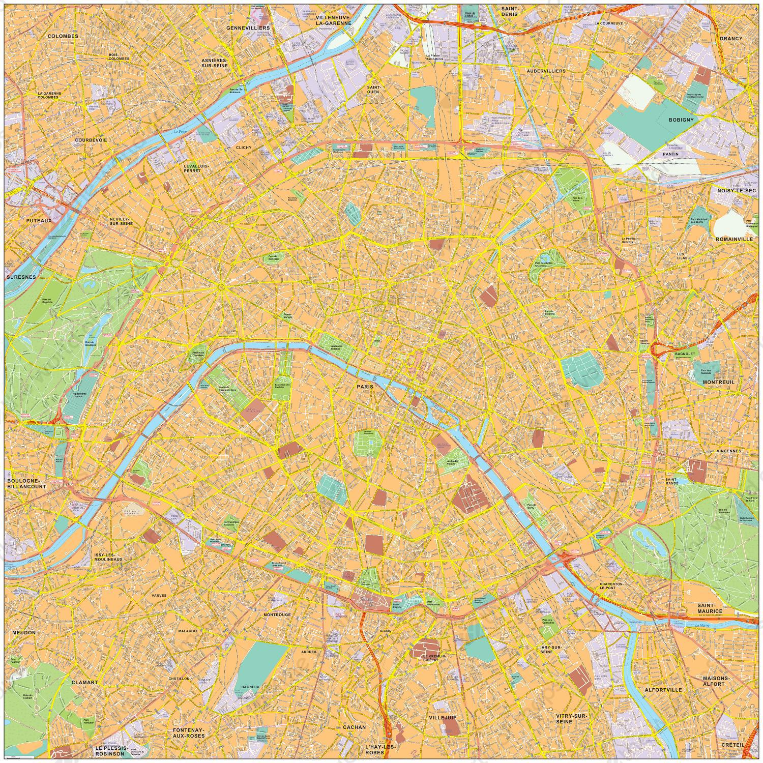 Digital map Paris 