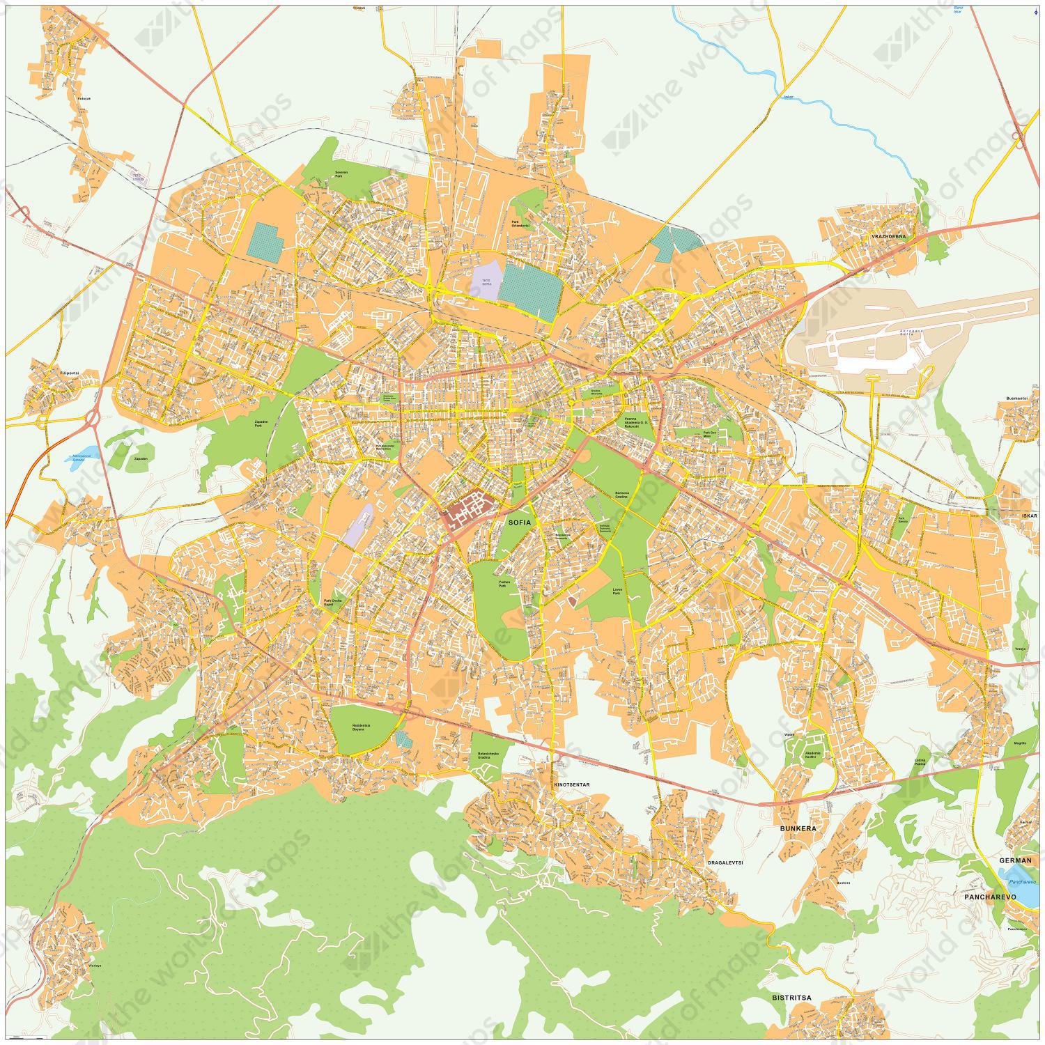 Digital City Map Sofia 495 The World Of Maps Com
