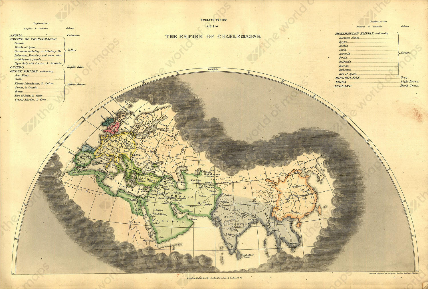Digital World Map year 1846 Edward Quin Digital World Map year 1846 Edward Quin