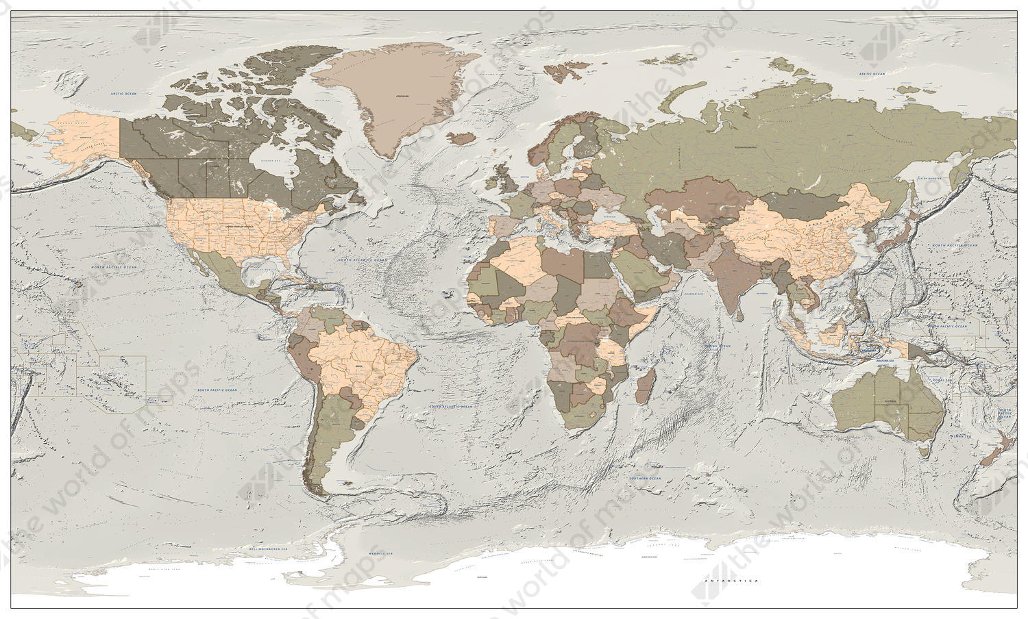 Digital world map political XXL 