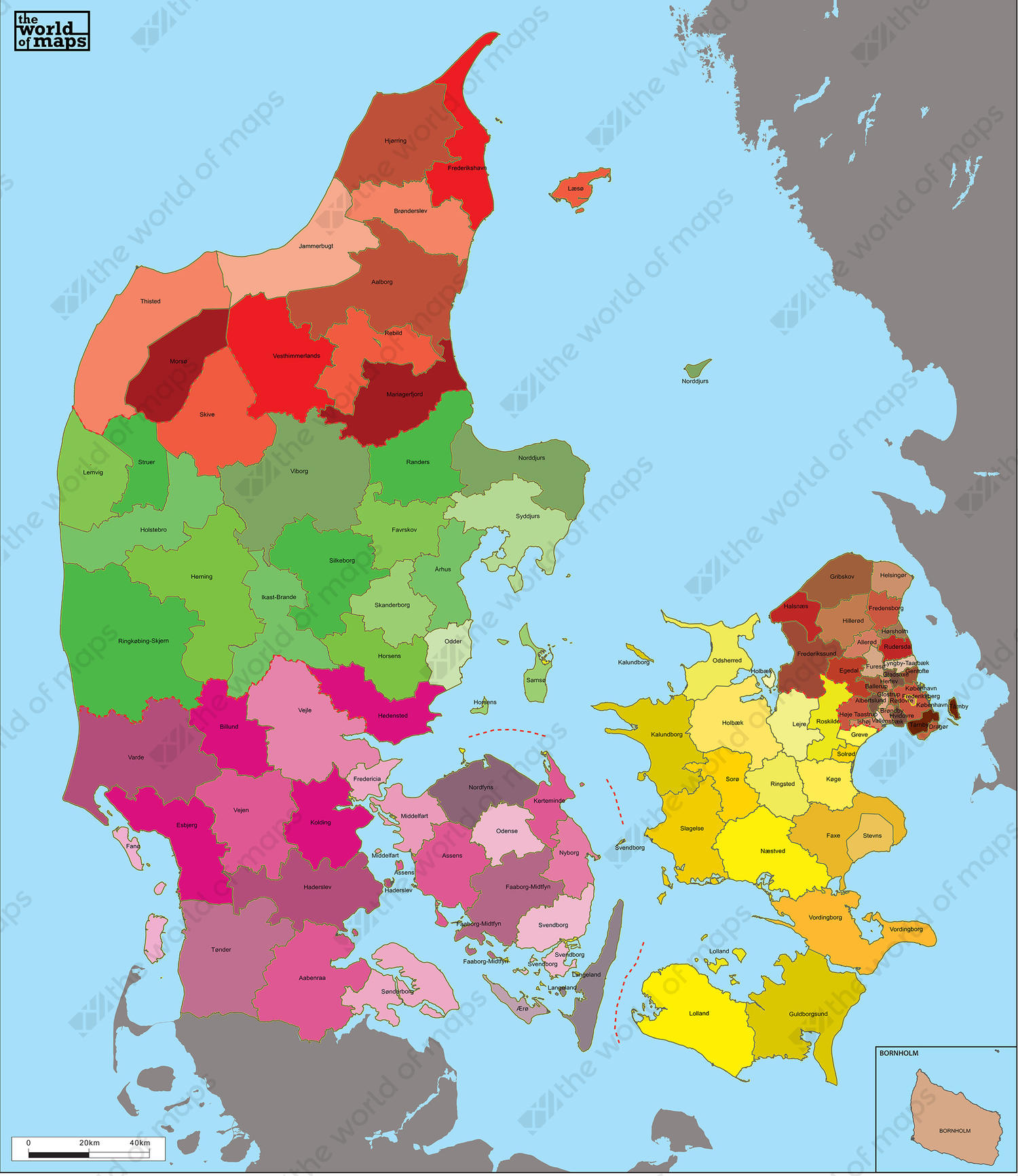 Digital Municipal Map Denmark 6 | The World of Maps.com