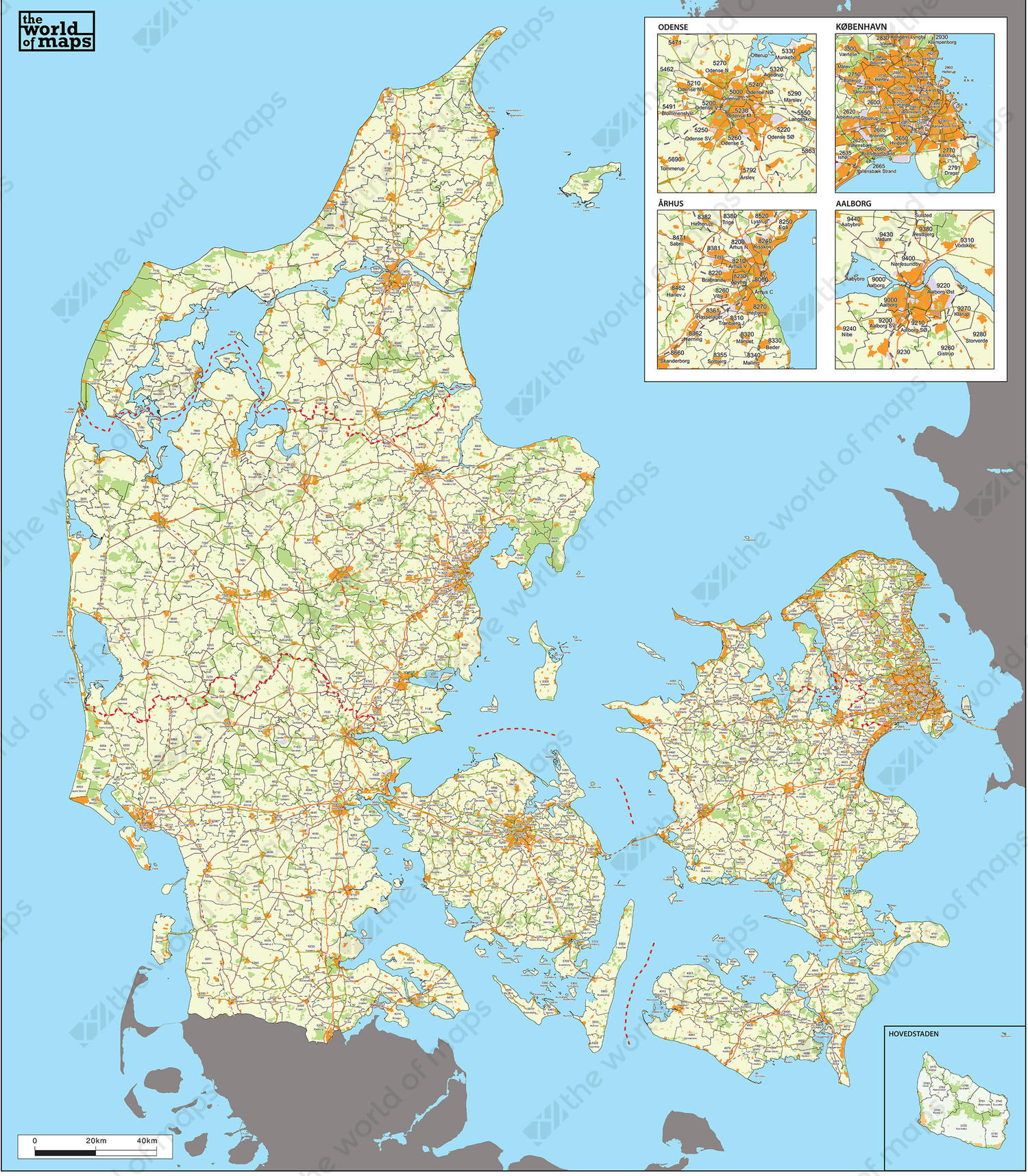 Digital ZIP code map Denmark