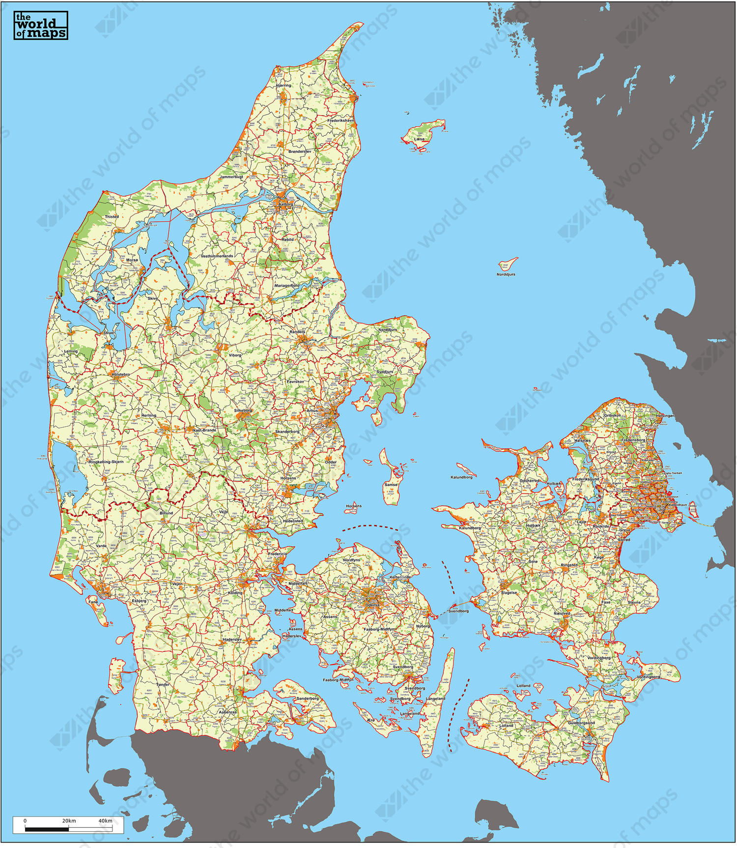 Digital ZIP code map Denmark