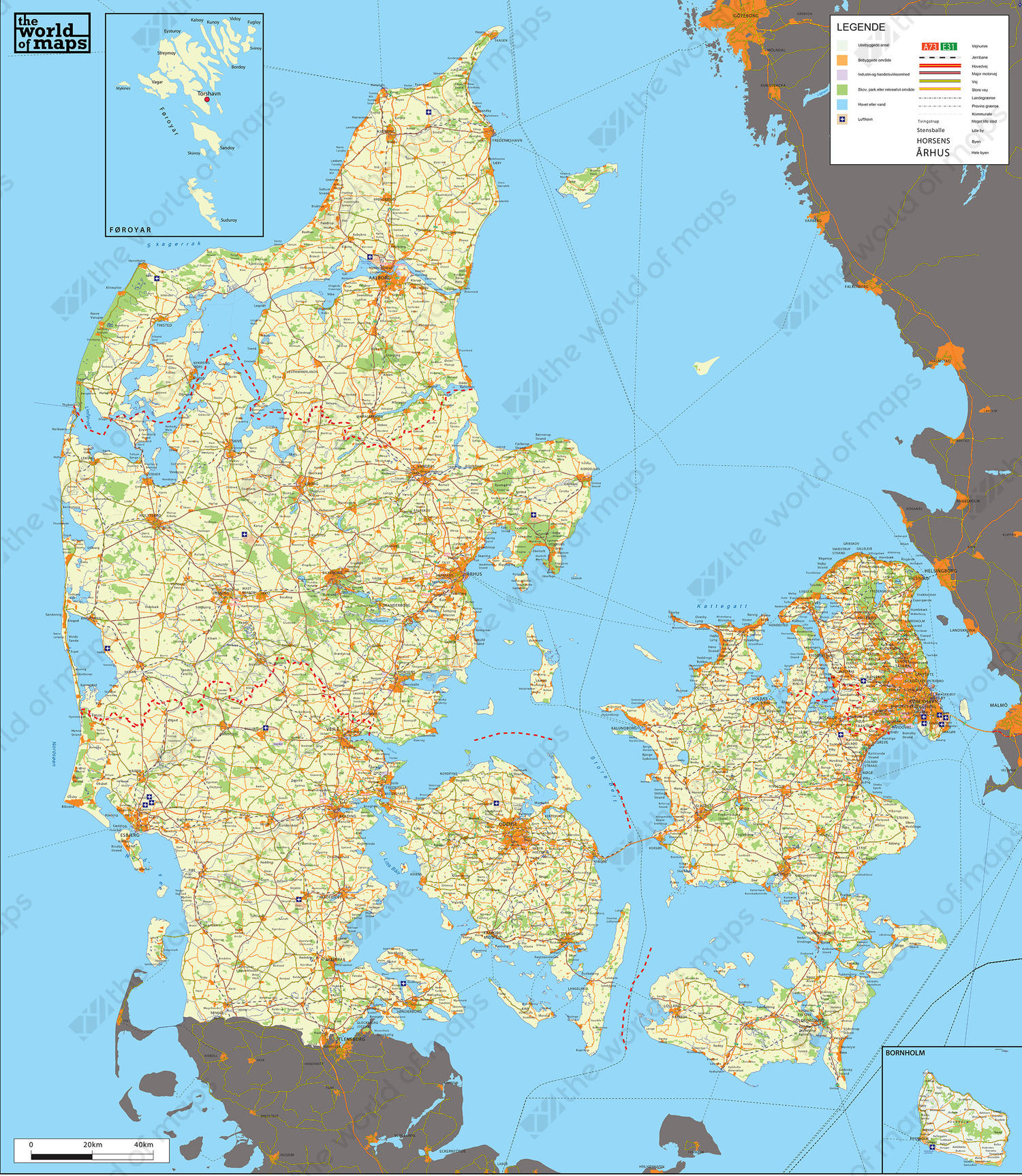 Digital detailed map Denmark