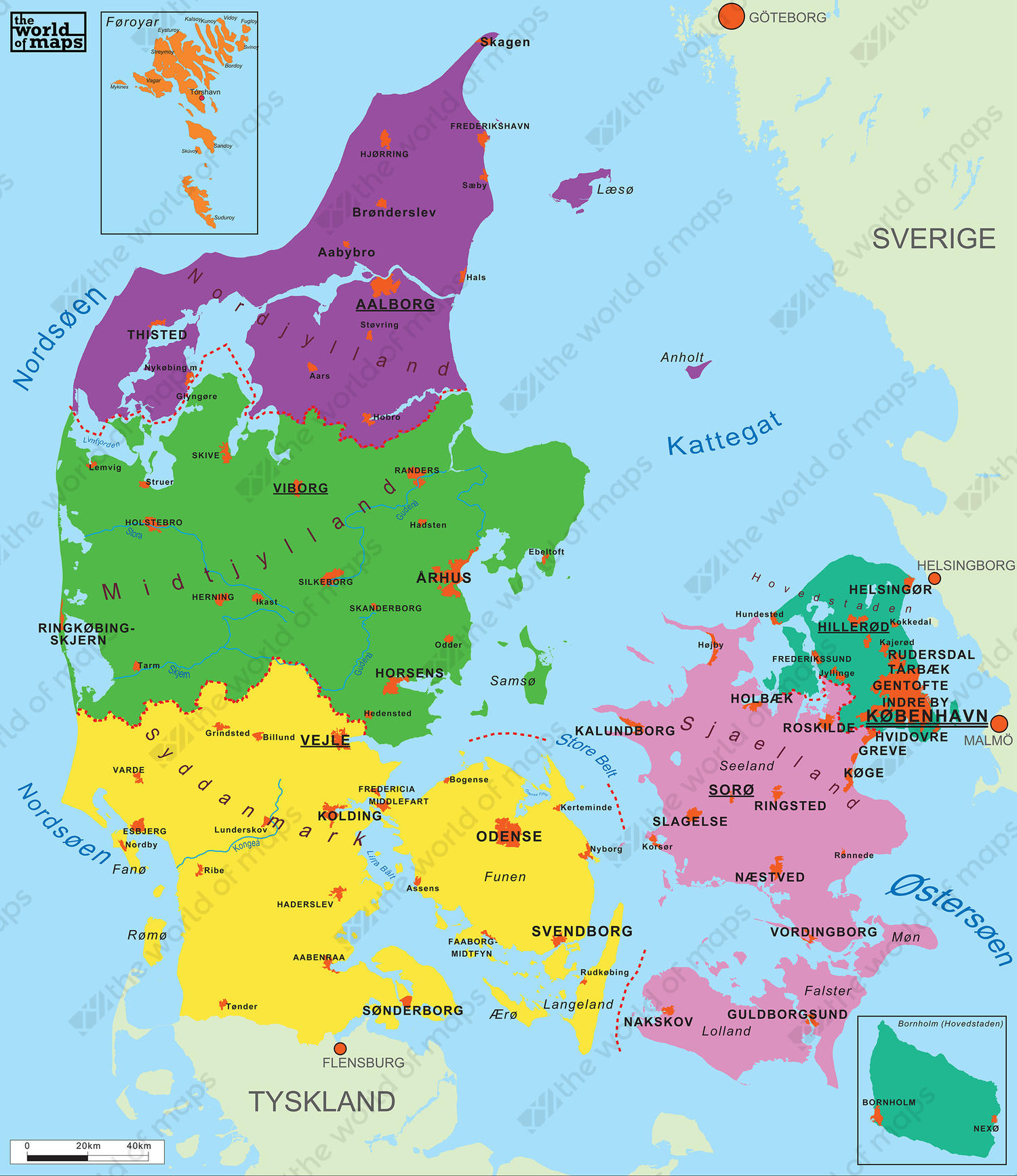 Simple Digital Denmark Map 68 | The World of Maps.com