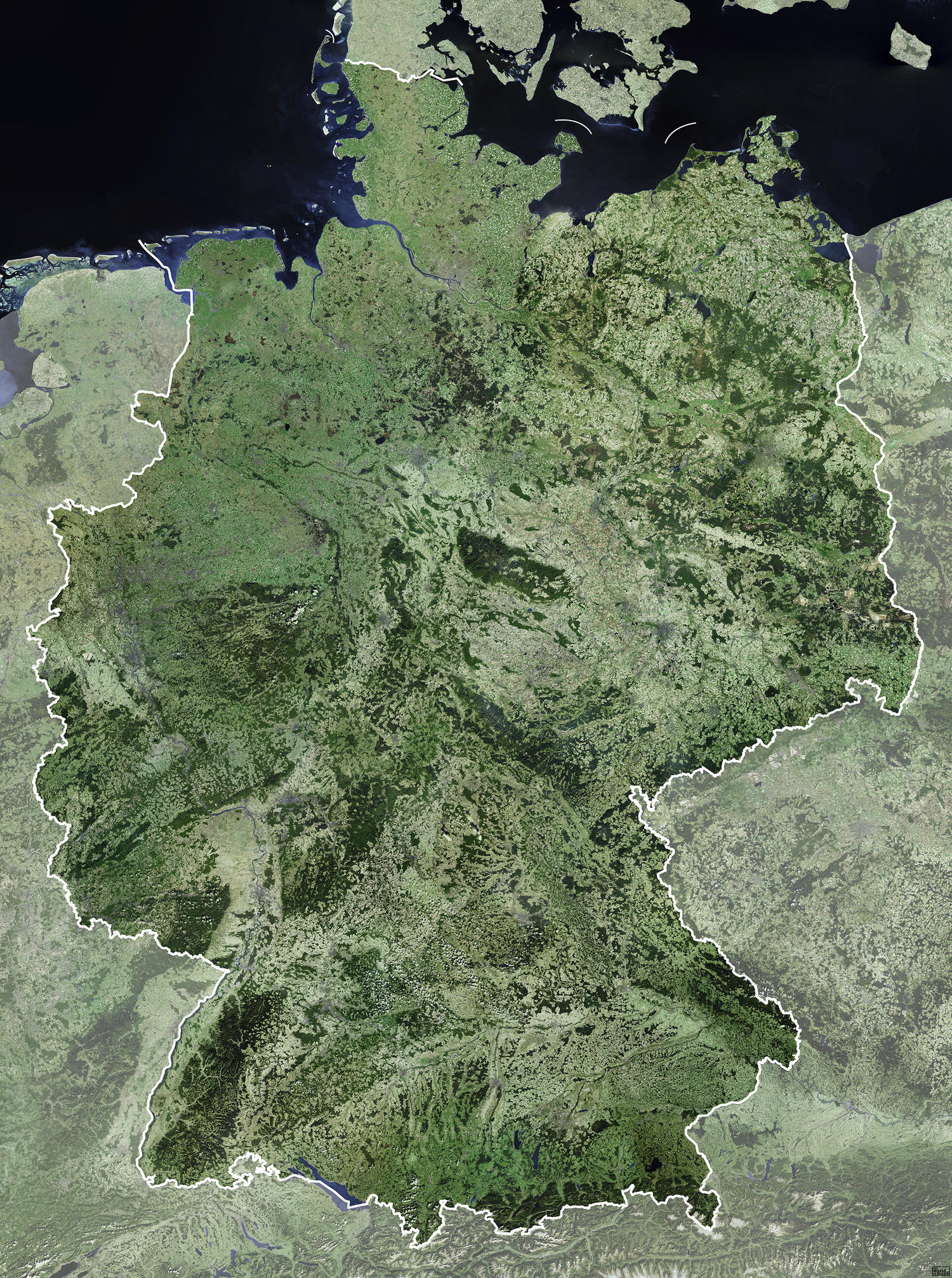 Digital Satellite Map Germany 384 | The World of Maps.com