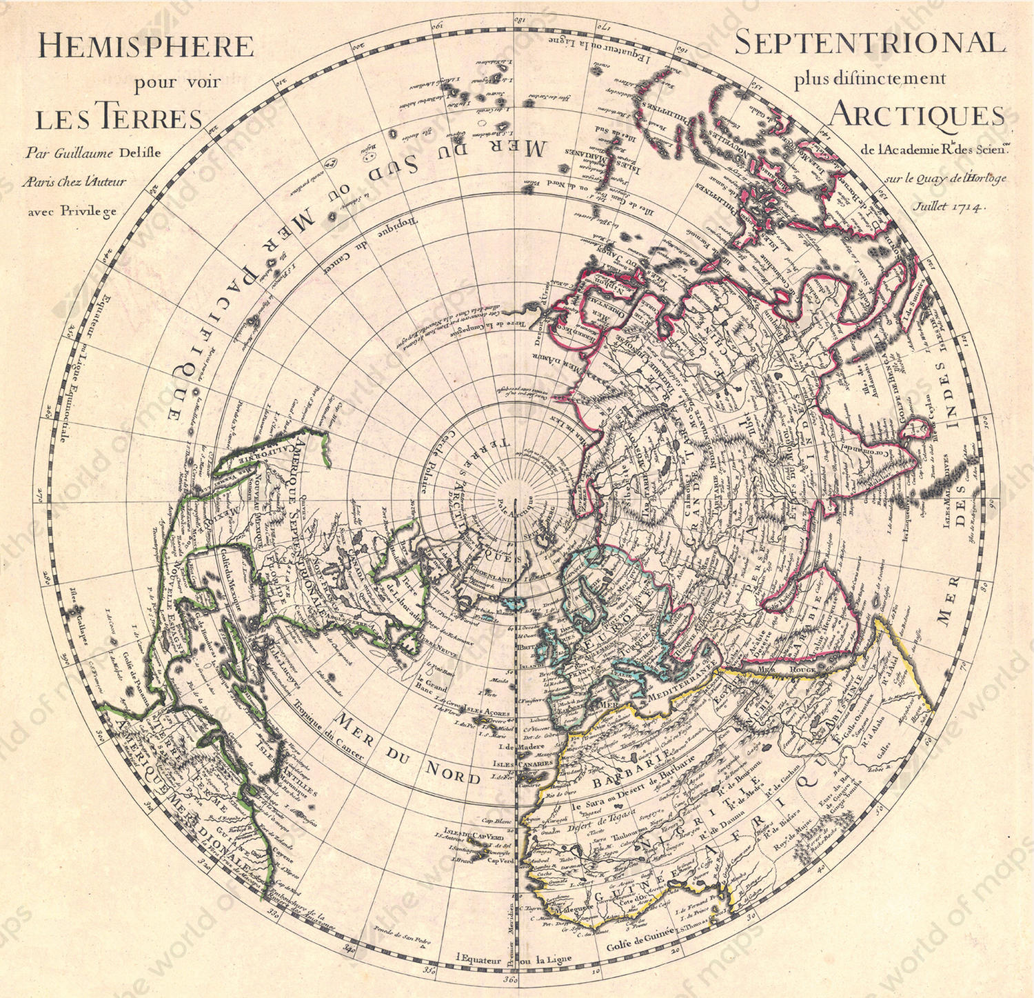 Digital World Map Year 1714 Delisle 1340