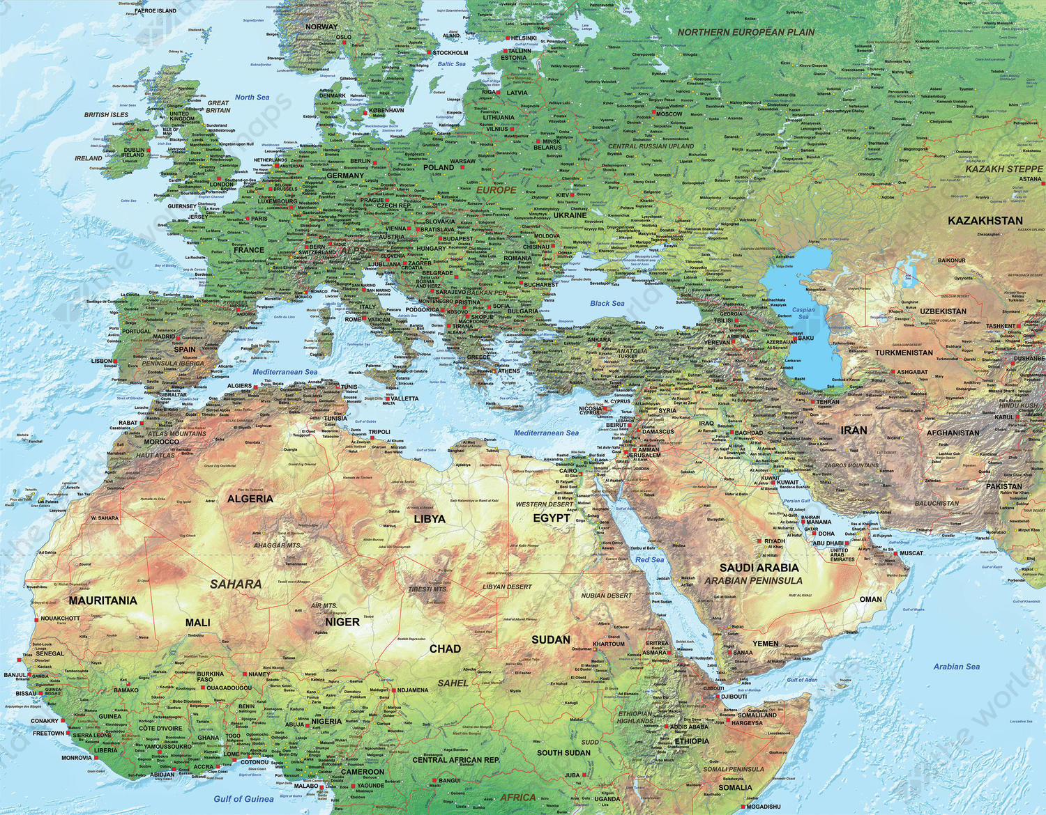 South Africa Map With Cities Topographic Map Of Usa With States