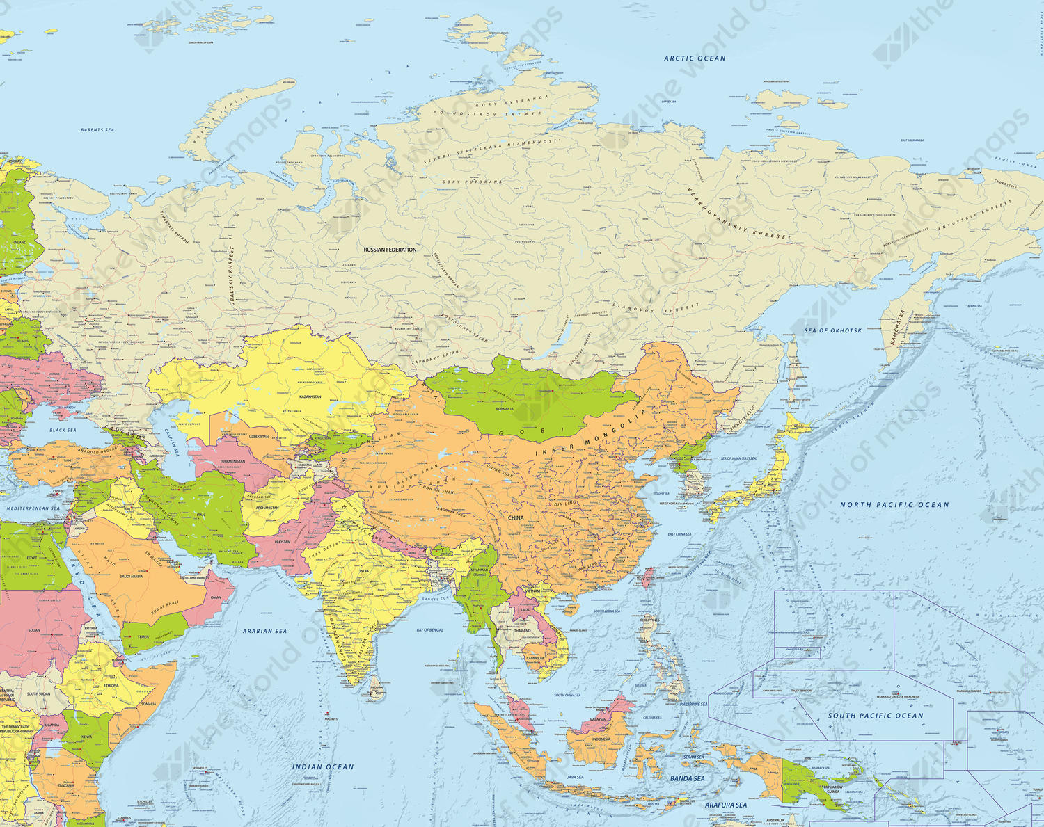 Digital map Asia political Digital map Asia political