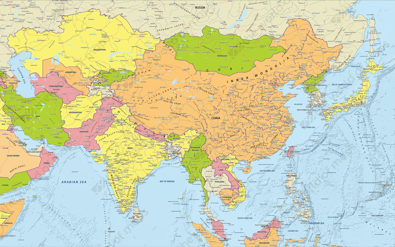 Digital Political Map Central Asia 642 The World Of Maps Com