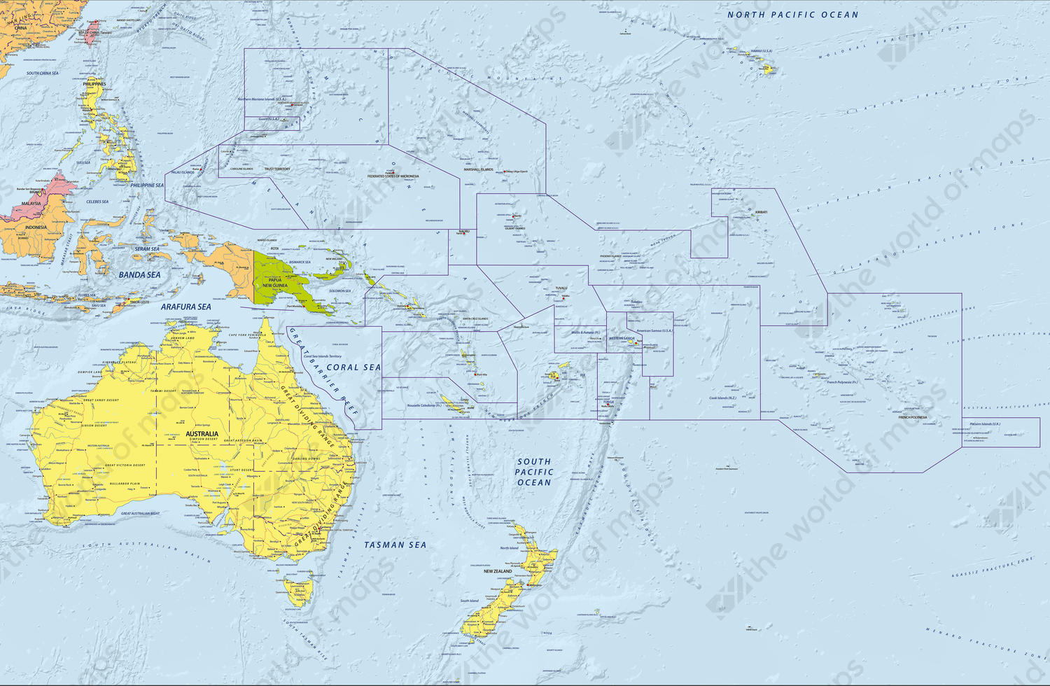 Digital Oceania political map Digital Oceania political map