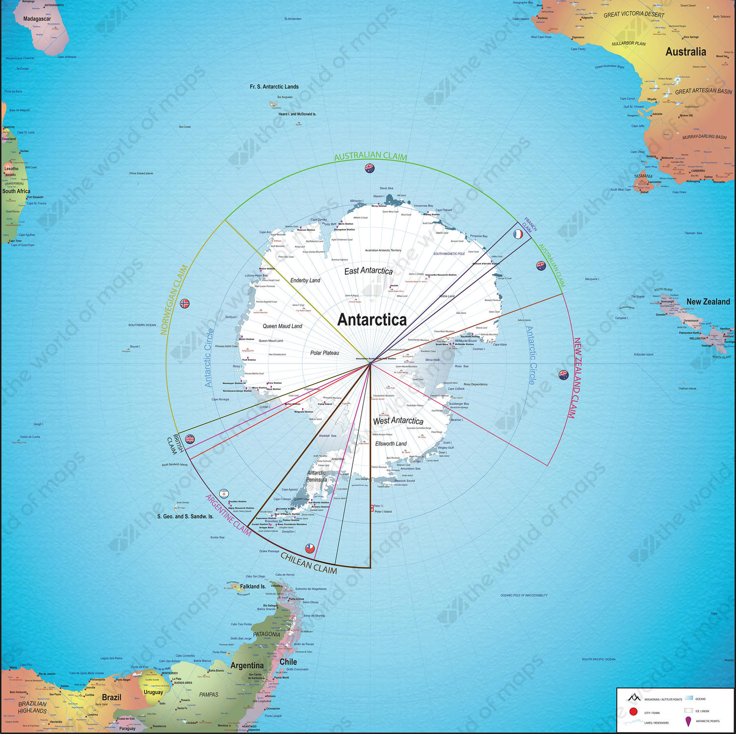 Antarctic Digital Map 1376 The World Of Maps Com