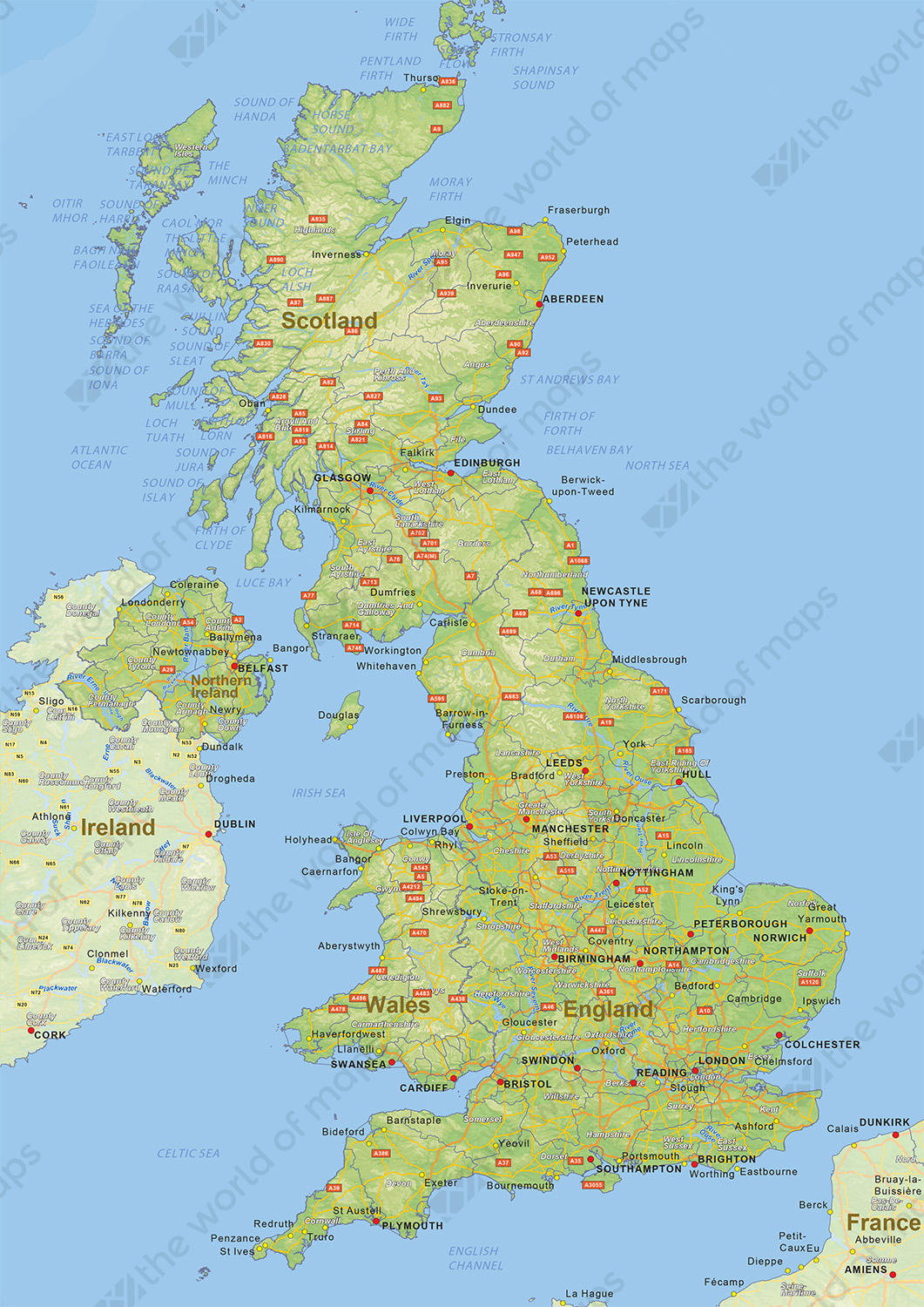 Digital physical map of United Kingdom Digital physical map of United Kingdom