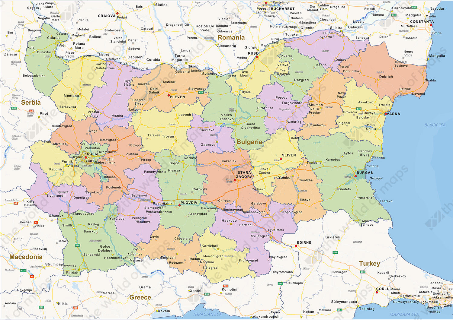 Digital Political Map Of Bulgaria 1428 The World Of Maps Com