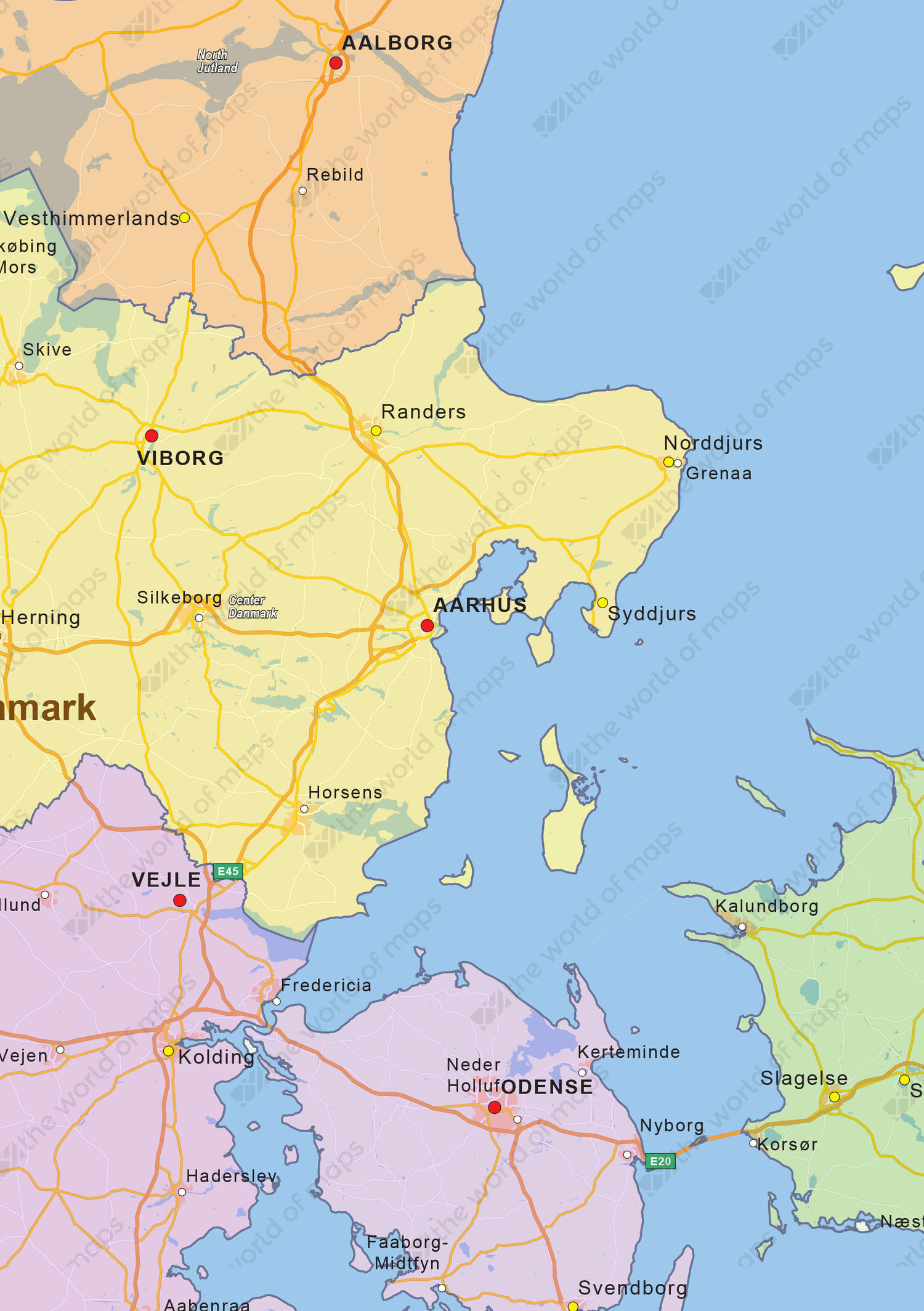 Digital political map of Denmark Digital political map of Denmark