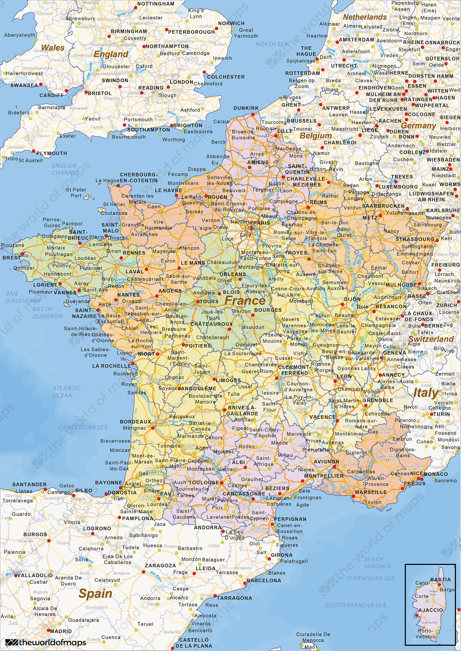 Digital political map of France