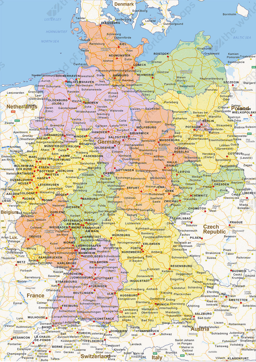 Detailed Map Of Germany