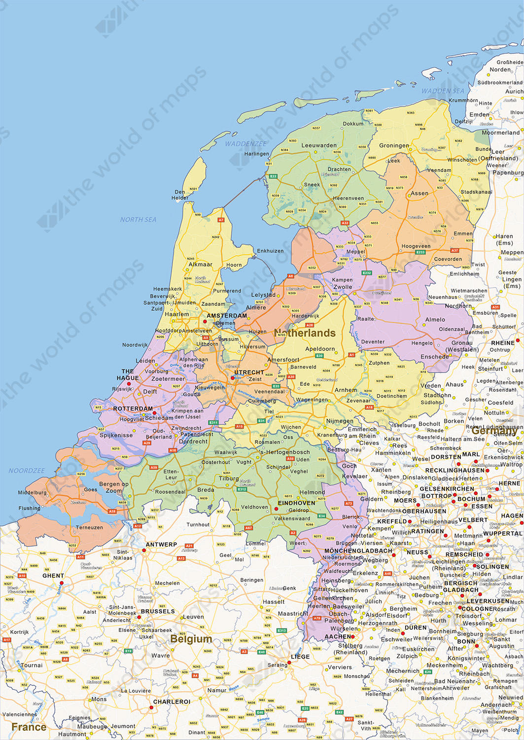 Digital politcal map of The Netherlands