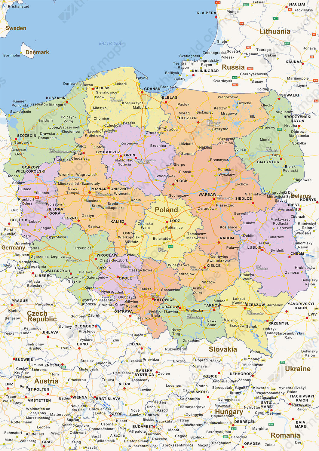 Digital Political Map Of Poland 1458 The World Of Maps Com