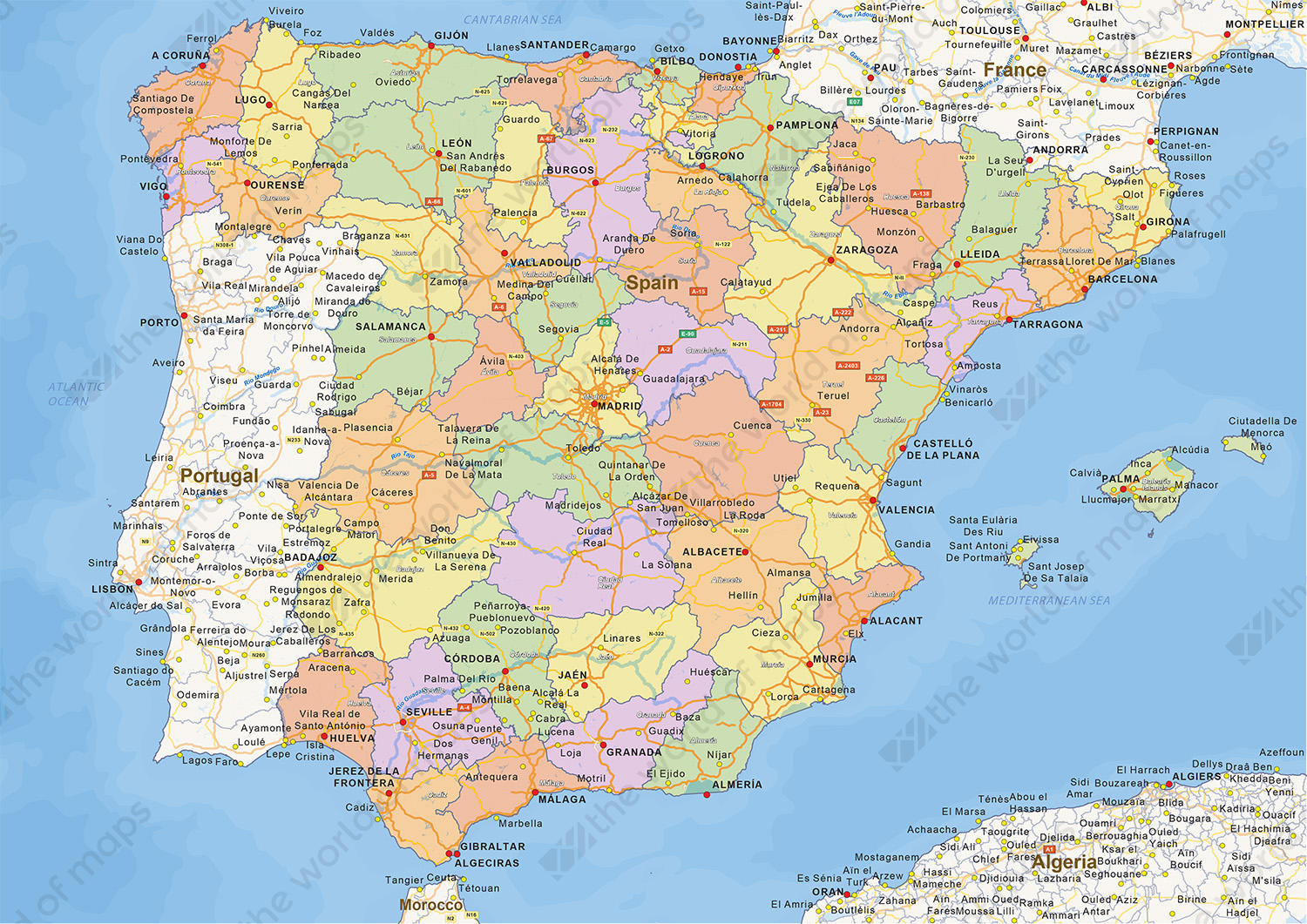 Digital political map of Spain 1466 The World of Maps com